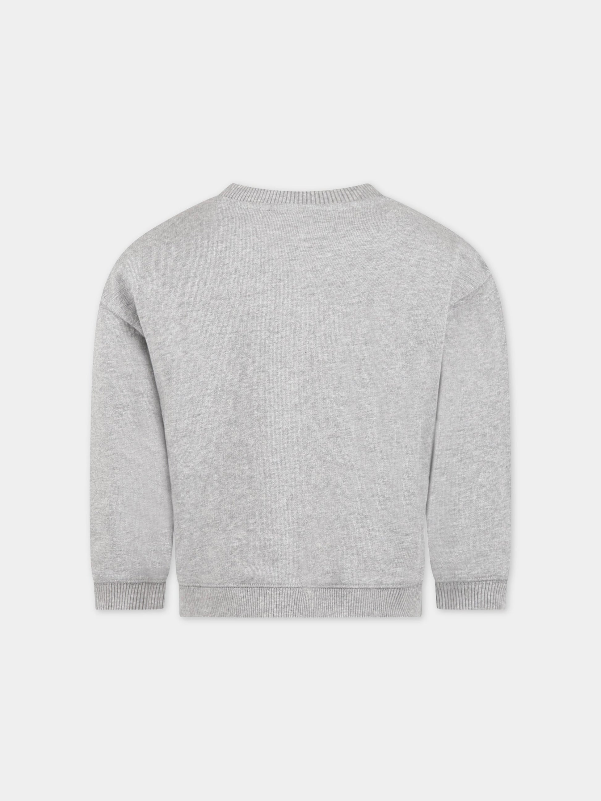 Felpa grigia per bambini con logo verde ricamato,Bonpoint,S03BSWK00002 192B