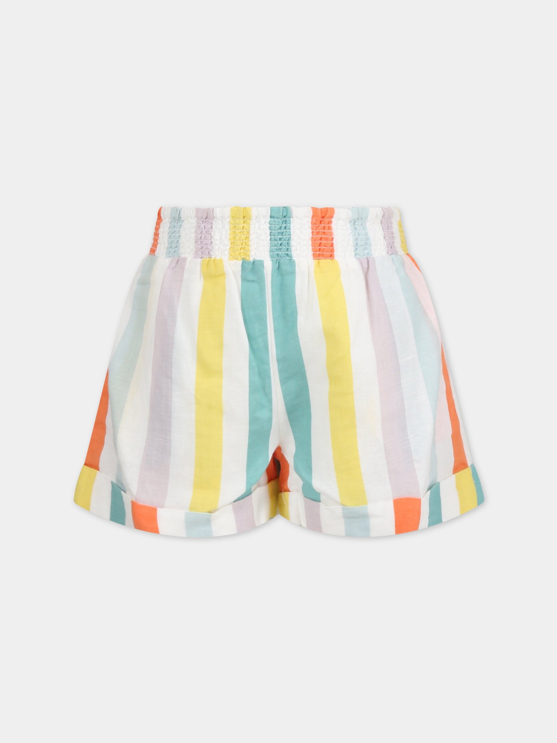 Short avorio per bambina con righe,Stella Mccartney Kids,8Q6BA9 Z0138 100MC
