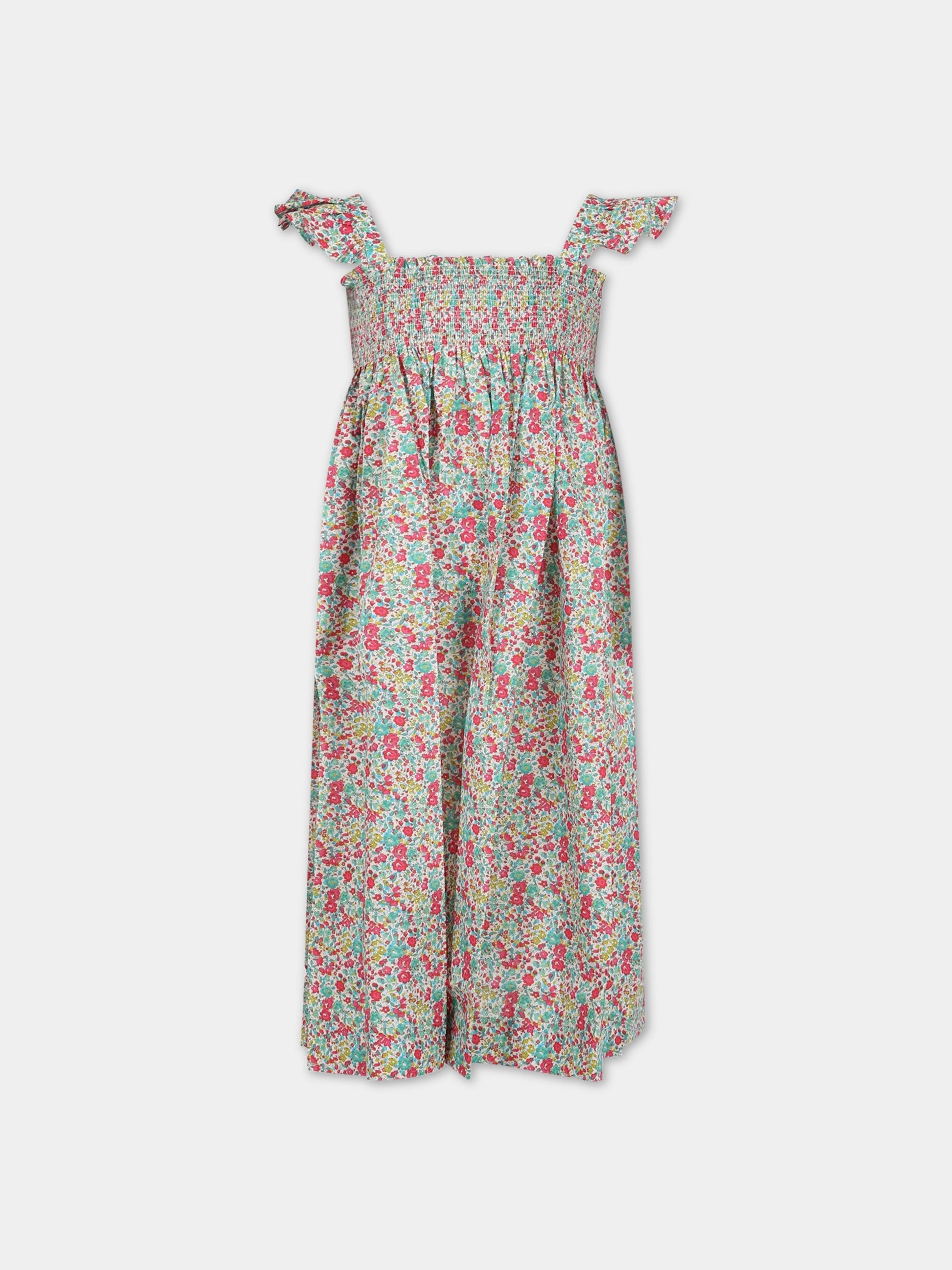 Vestito multicolor per bambina con stampa liberty,Bonpoint,S03GDRW00002 544A