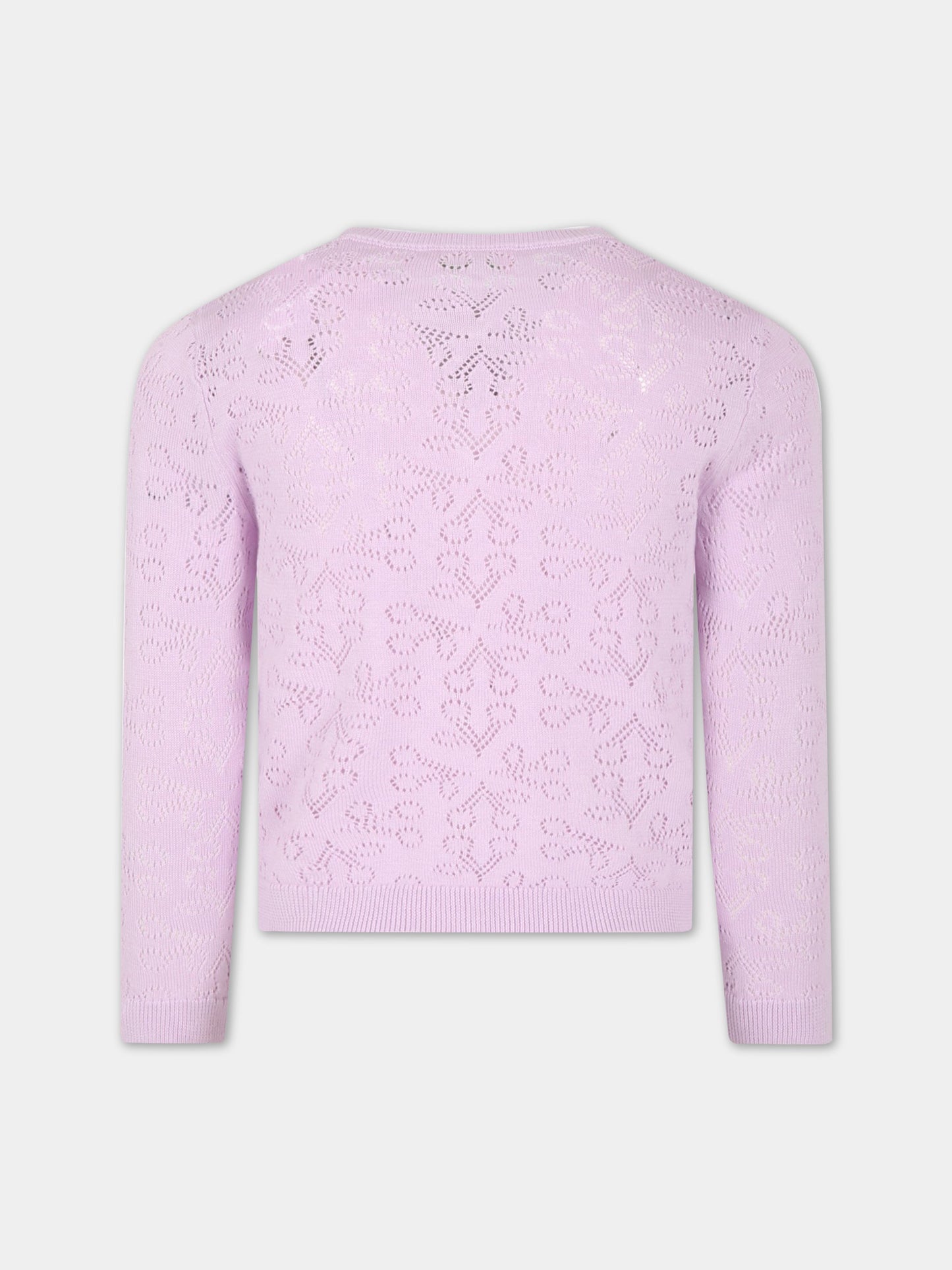 Cardigan lilla per bambina con iconiche ciliegie all-over,Bonpoint,S03GCAK00107 056A