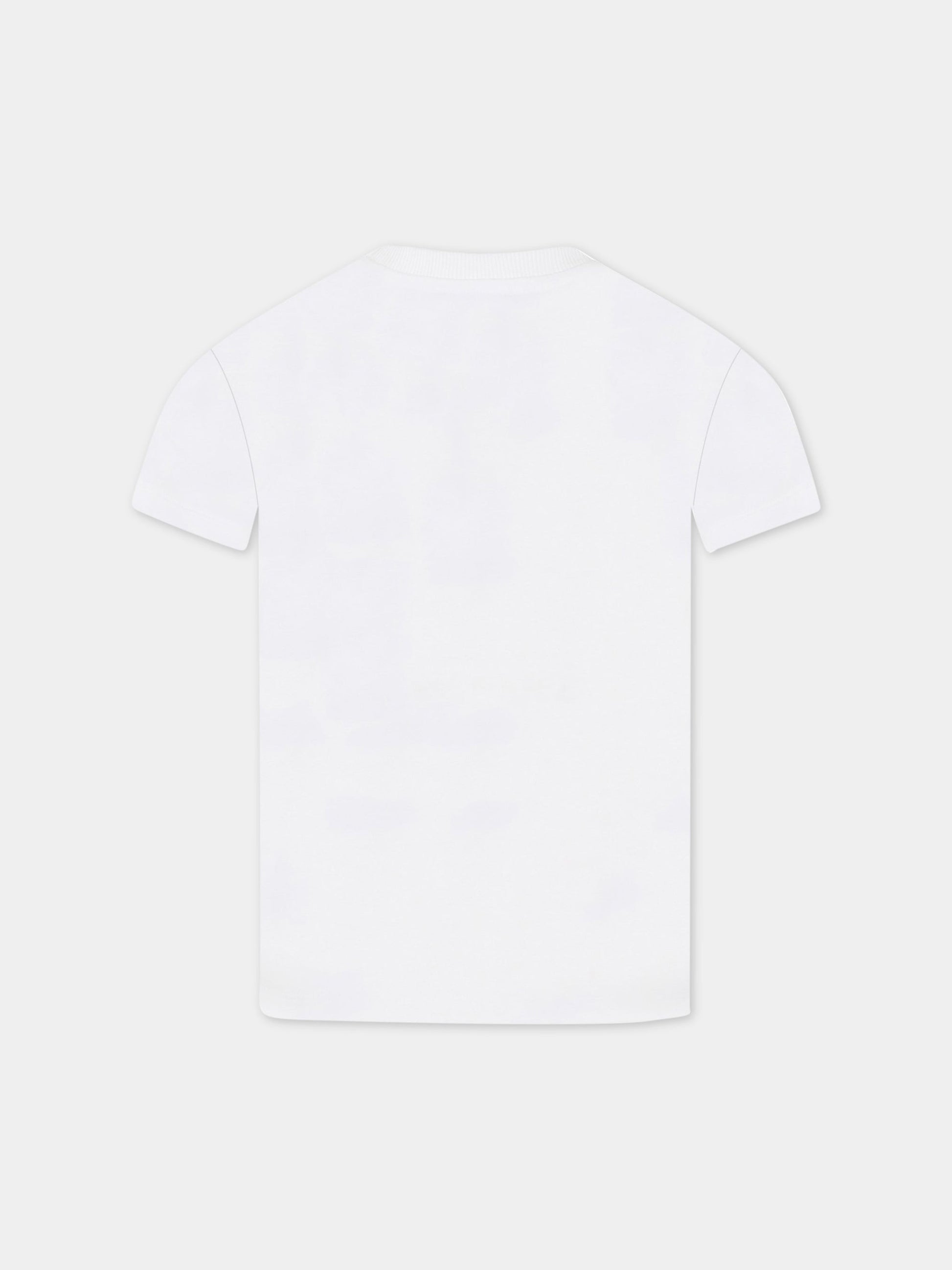 T-shirt bianca per bambini con logo e Teddy Bear,Moschino Kids,HNM03T LBA08 10101