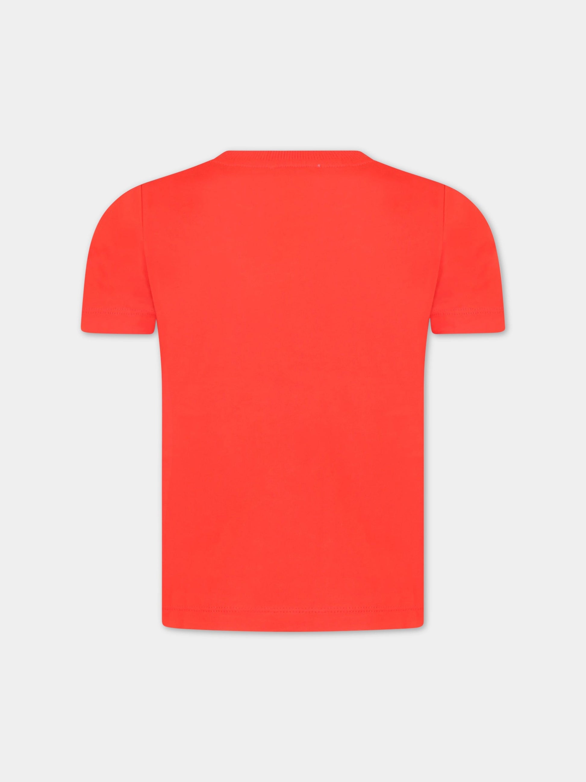 T-shirt rossa per bambino con logo nero,Moschino Kids,HWM03L LAA02 50109