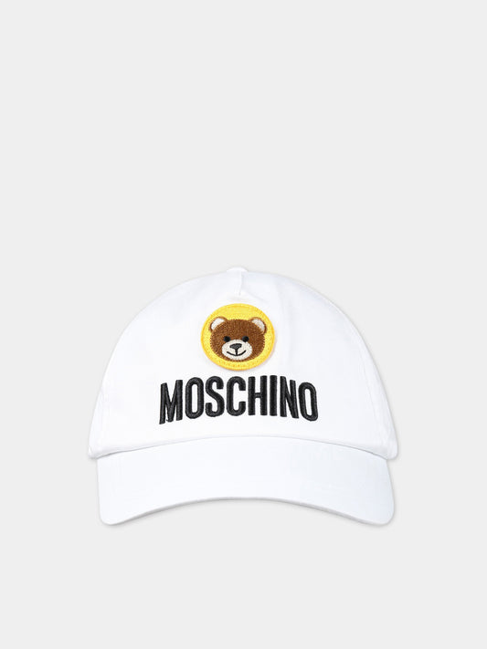 Cappello bianco per bambini con Teddy Bear e logo,Moschino Kids,HXX00W LOA00 10101