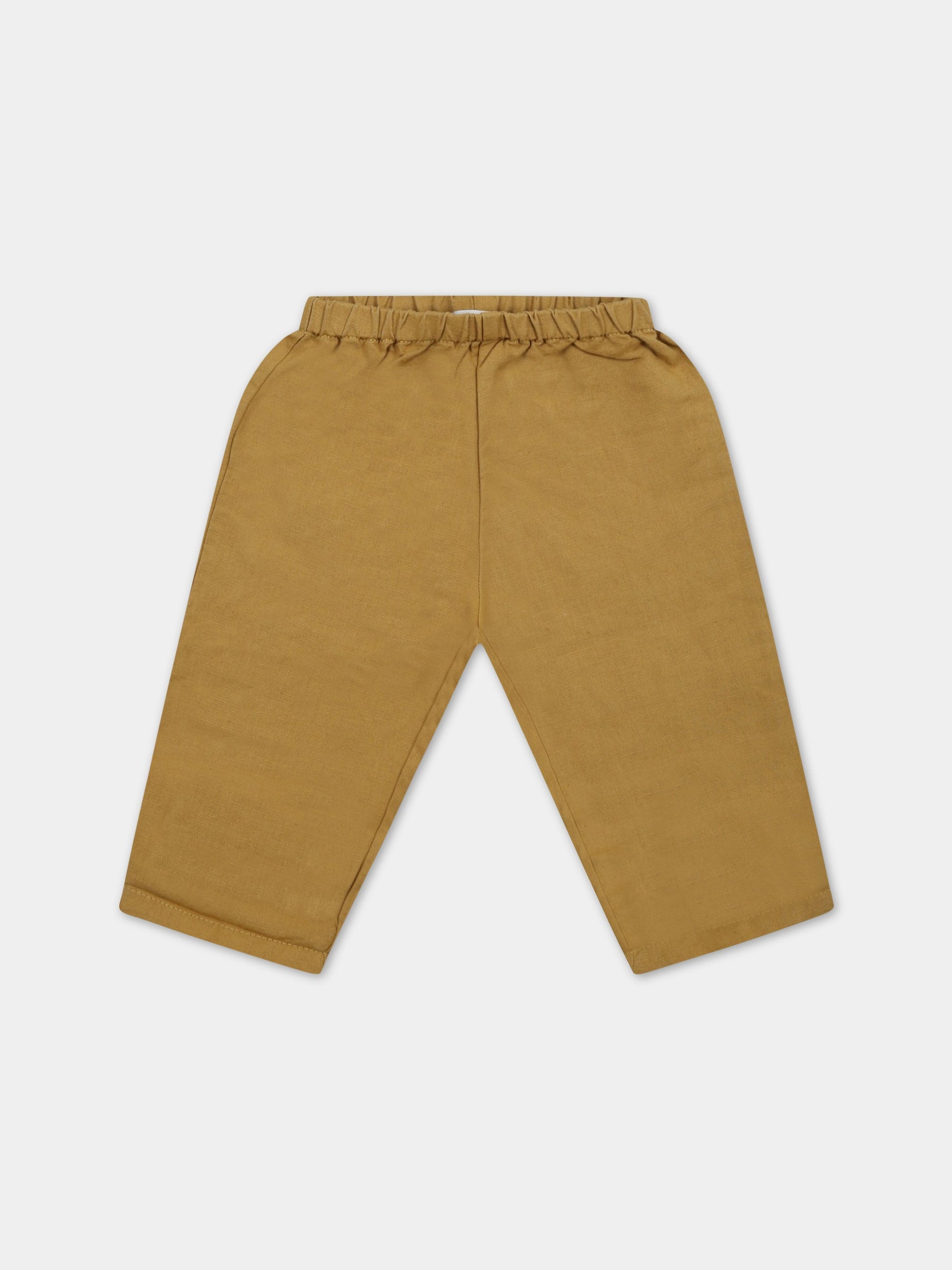 Pantaloni giallo-senape per neonato con logo iconico,Bonpoint,S03YPAW00002 038A