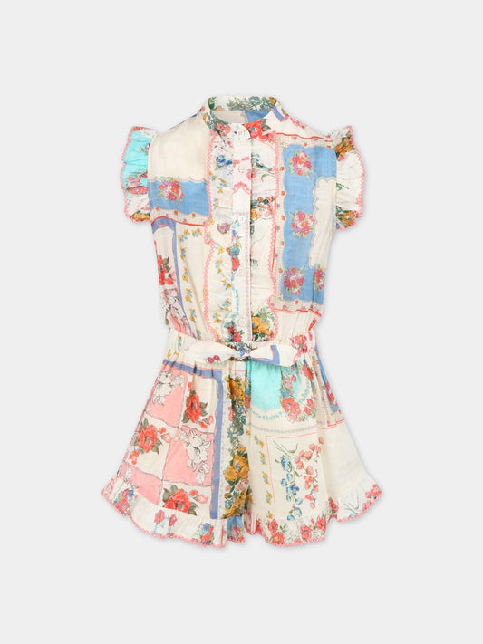 Tuta avorio per bambina con stampa floreale,Zimmermann,1792YCLO PPAF