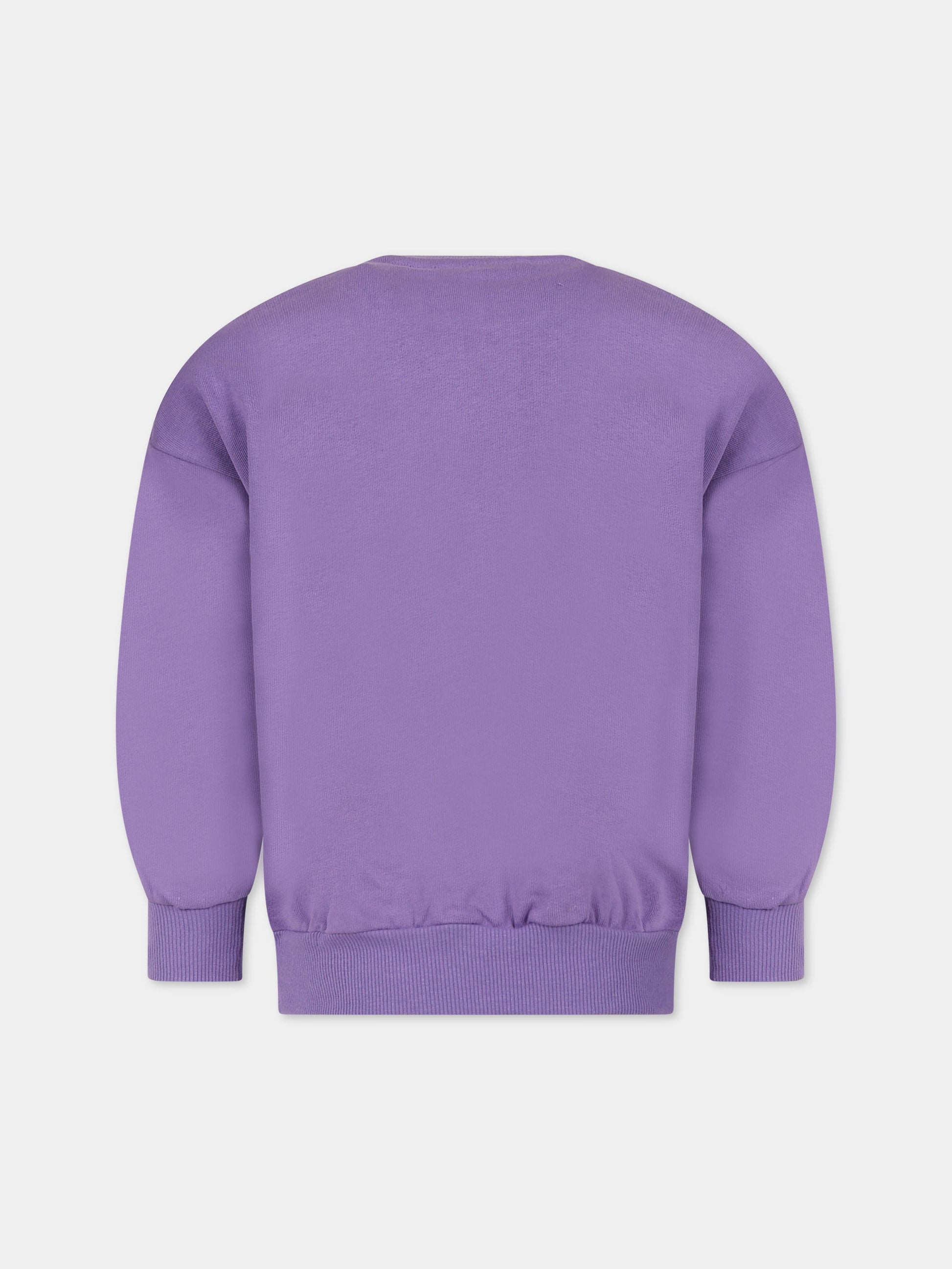 Felpa viola per bambina con patch fragola,Mini Rodini,2322016245
