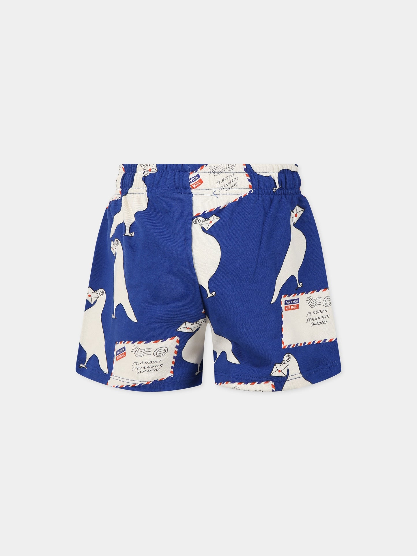 Shorts azzurro per bambino con stampa,Mini Rodini,2323013260