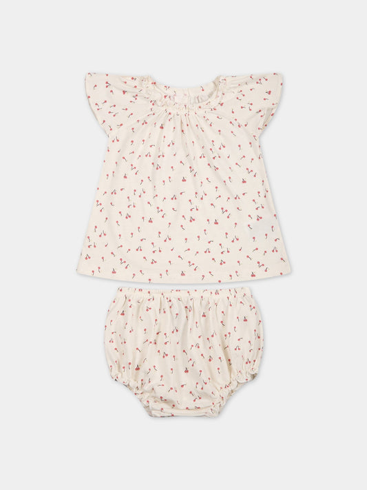 Completo avorio per neonata con ciliegie,Bonpoint,S03XNIK00100 622C