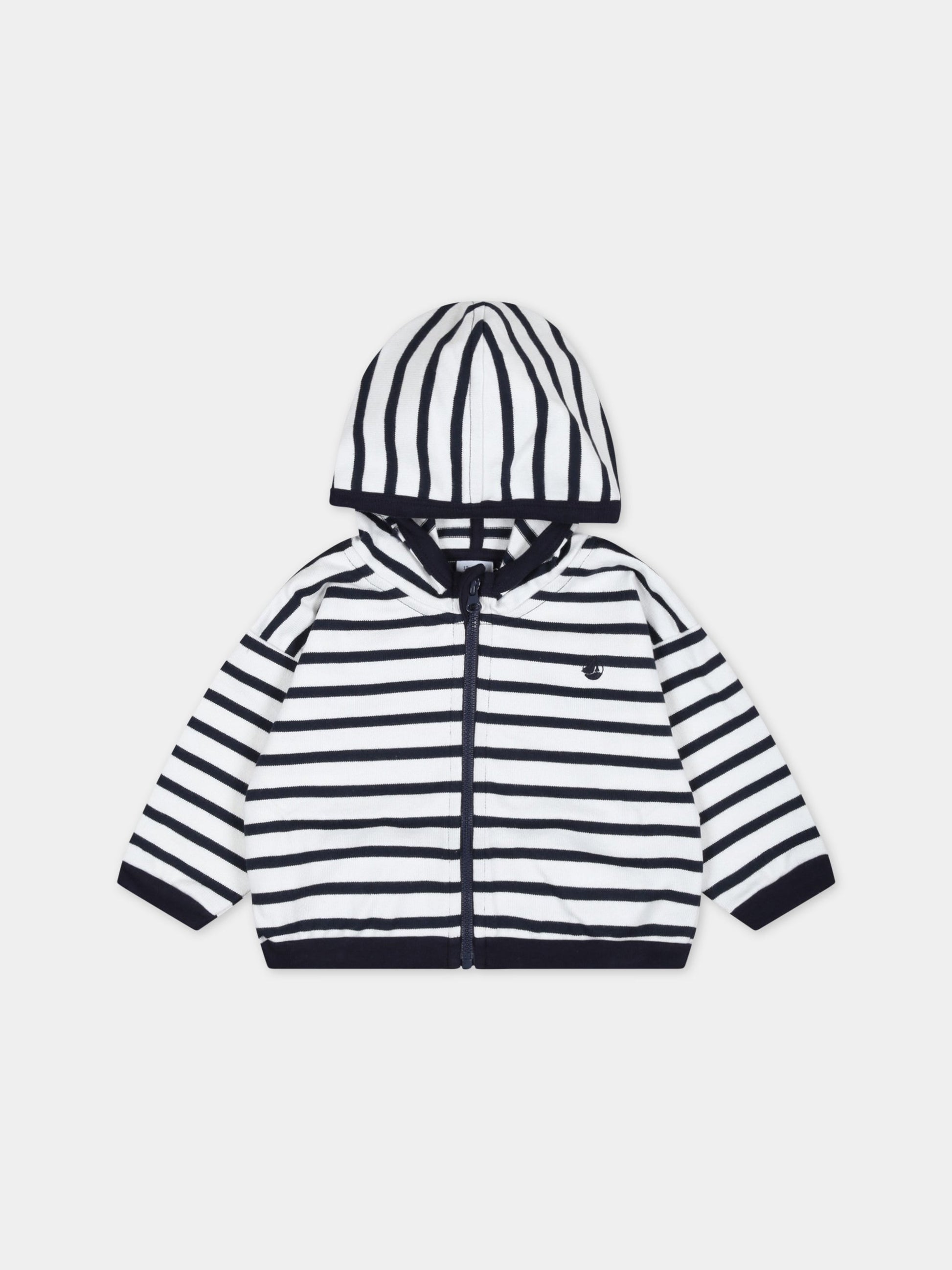 Felpa multicolor per bambino con logo,Petit Bateau,A072S MARSHMALLOW/SMOKING