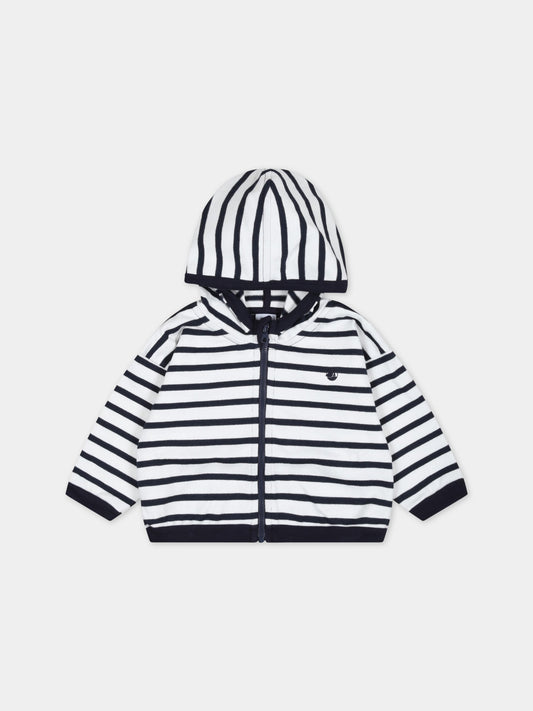 Felpa multicolor per bambino con logo,Petit Bateau,A072S MARSHMALLOW/SMOKING