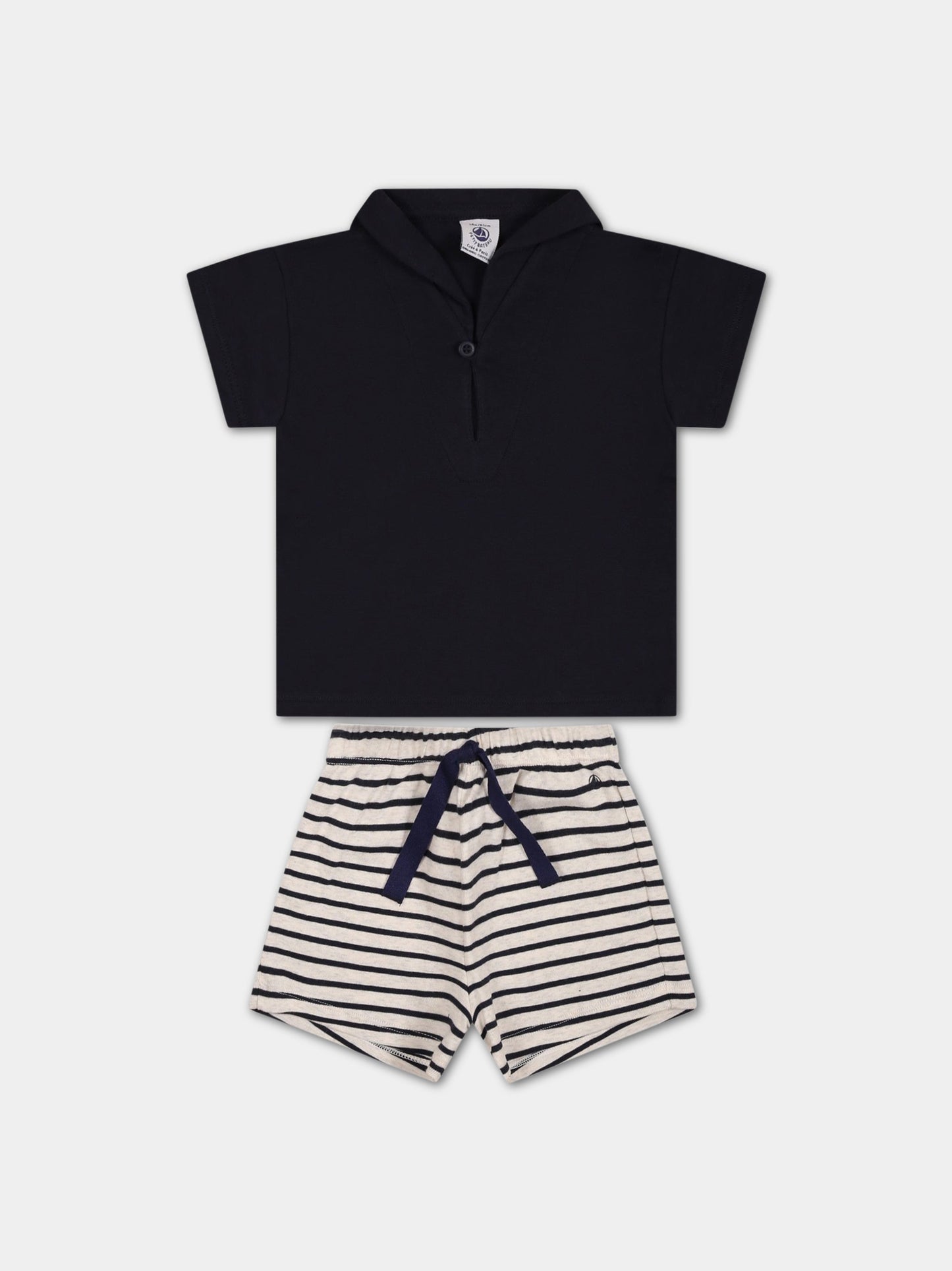 Completo multicoor per neonato con logo,Petit Bateau,A076K SMOKING/MONTELIMAR