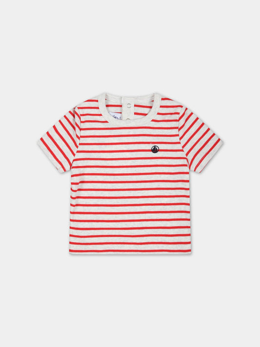 T-shirt multicolor per neonato con logo,Petit Bateau,A076X MONTELIMAR/SMOKING
