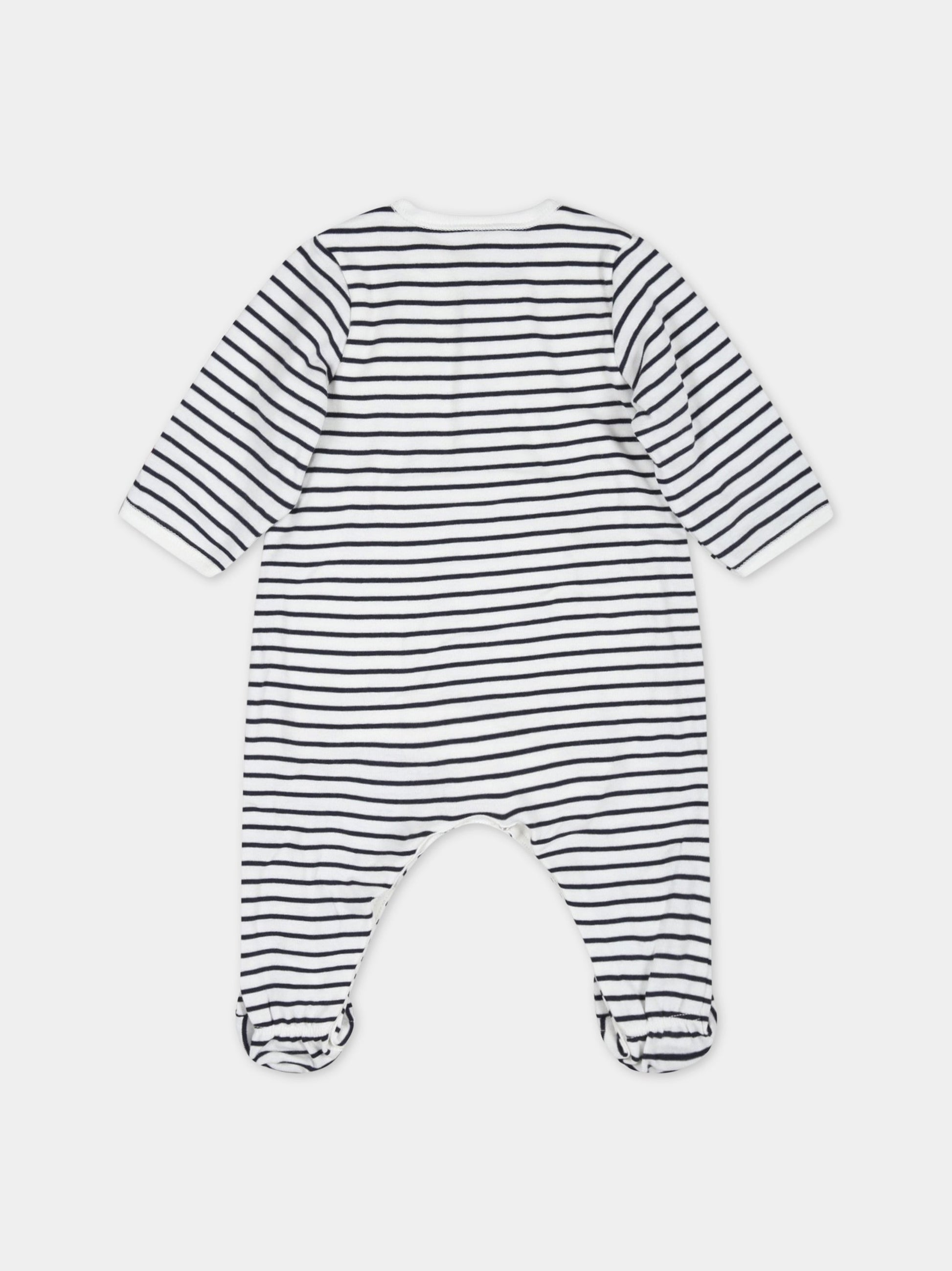 Tutina multicolor per neonato con patch logato,Petit Bateau,A06L0 MARSHMALLOW/SMOKING