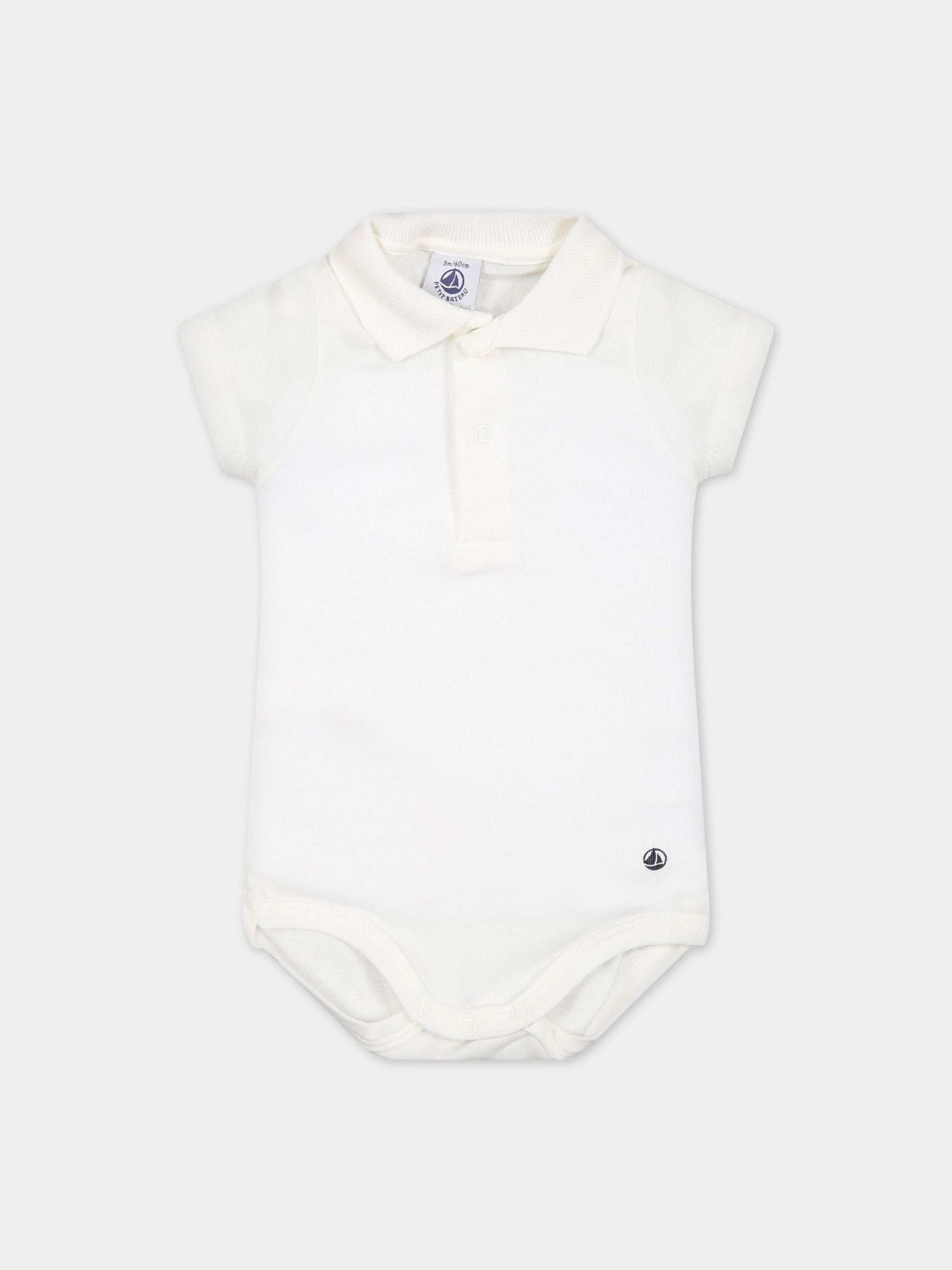 Body avorio per neonati con logo,Petit Bateau,A05RK MARSHMALLOW