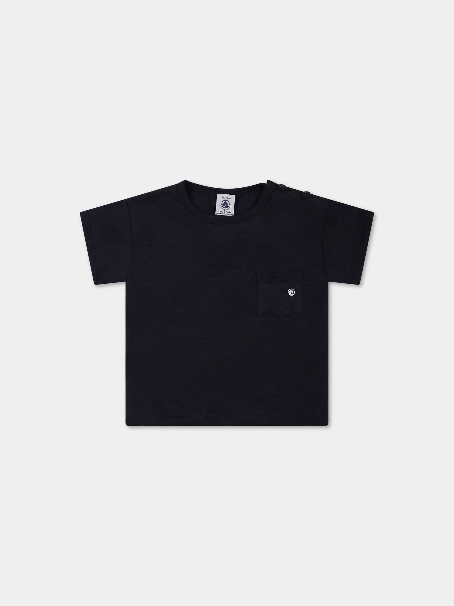 T-shirt blu per neonato con logo,Petit Bateau,A07BA SMOKING