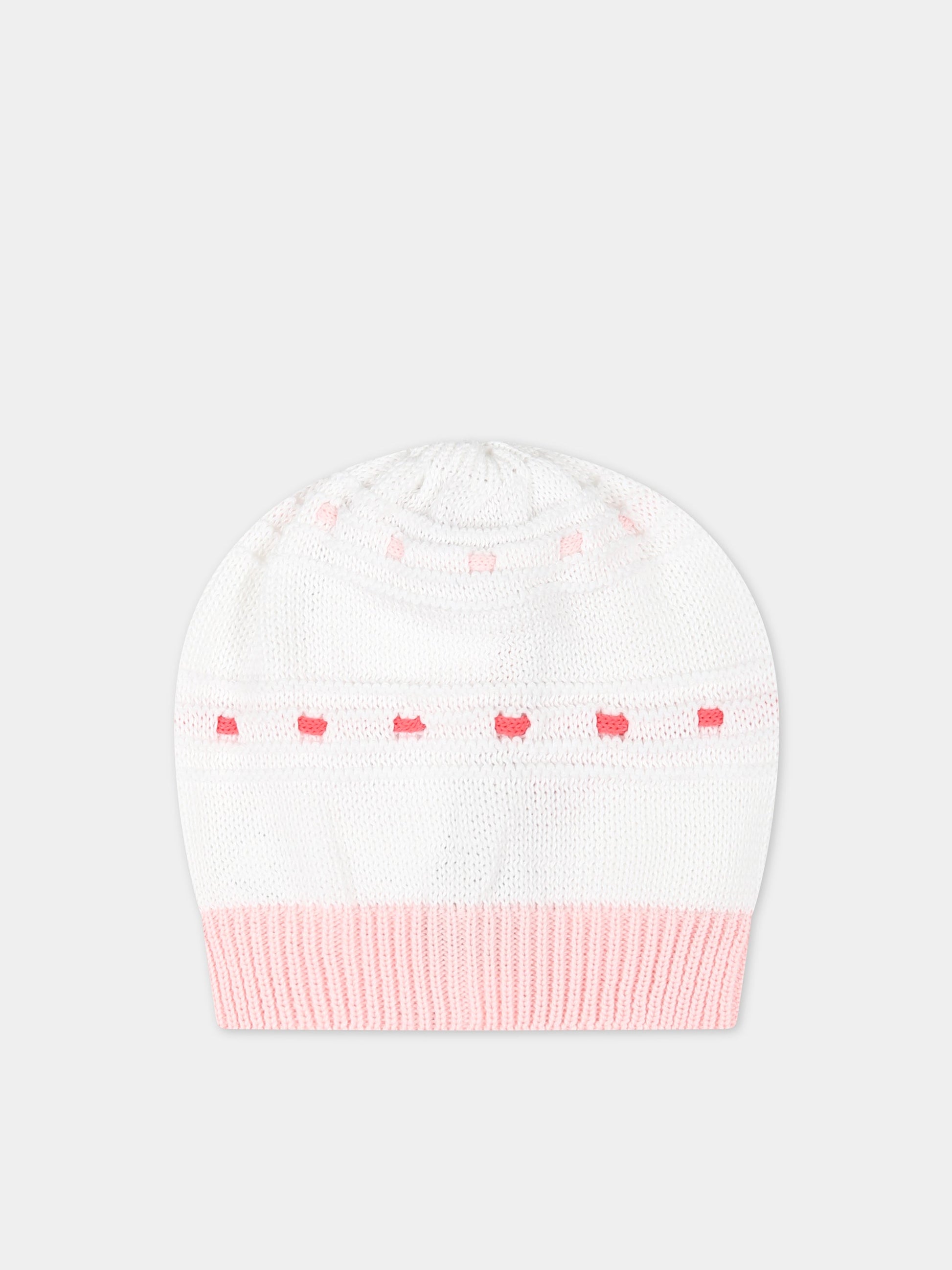 Cappello bianco per neonata con dettagli multicolor,Scaldacuore,FA14 ROSA