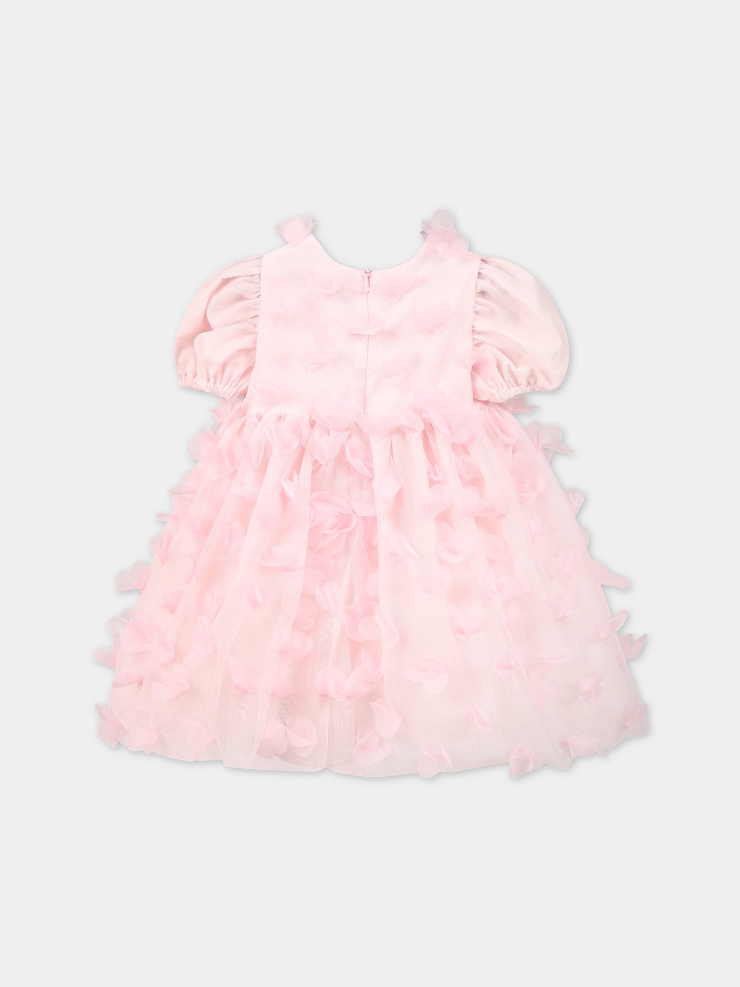 Vestito rosa per neonata con applicazioni in tulle,Simonetta,SS1021 T0041 511