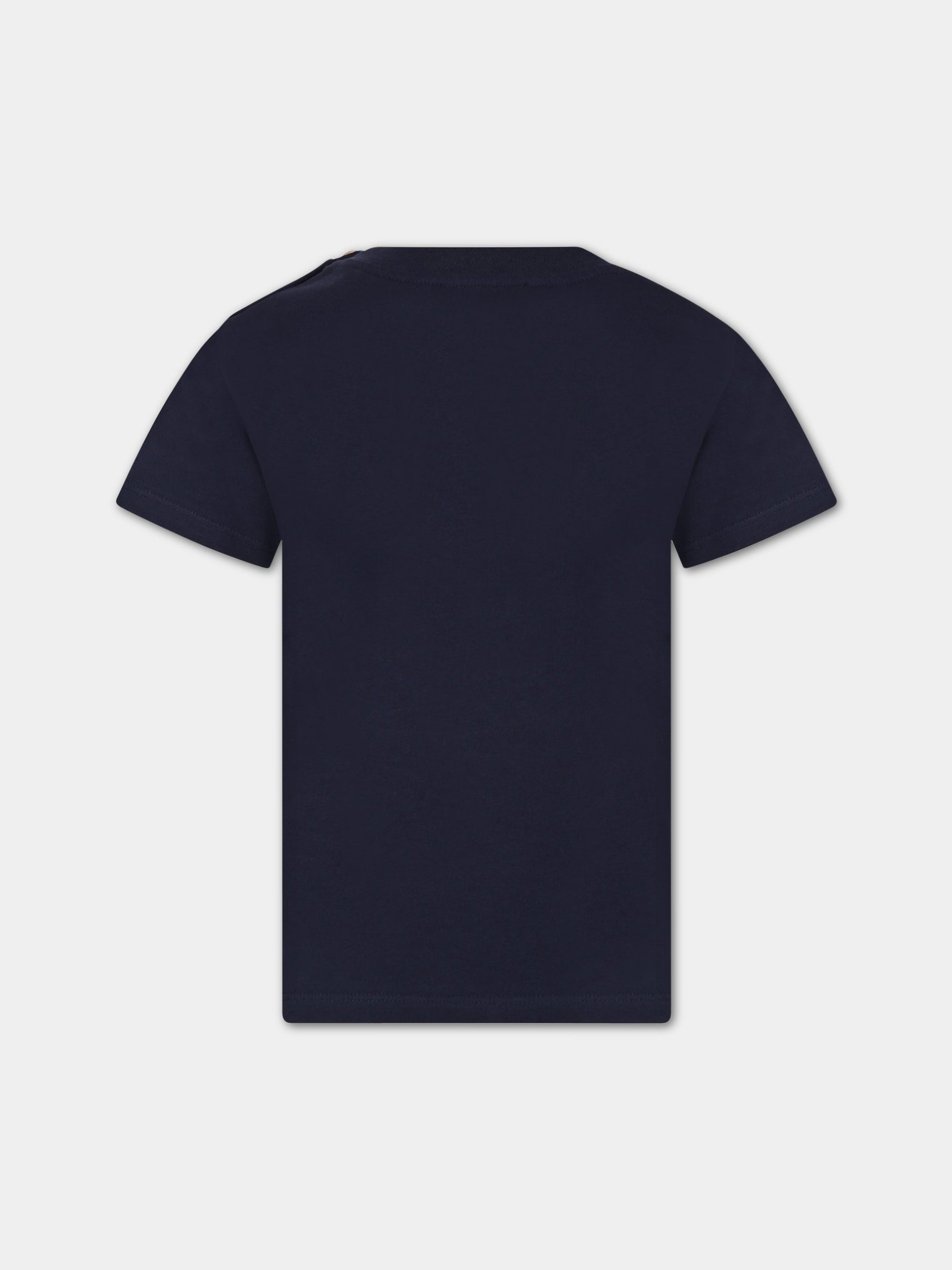 T-shirt blu per bambino con logo,Balmain Kids,BS8Q41 Z0057 649