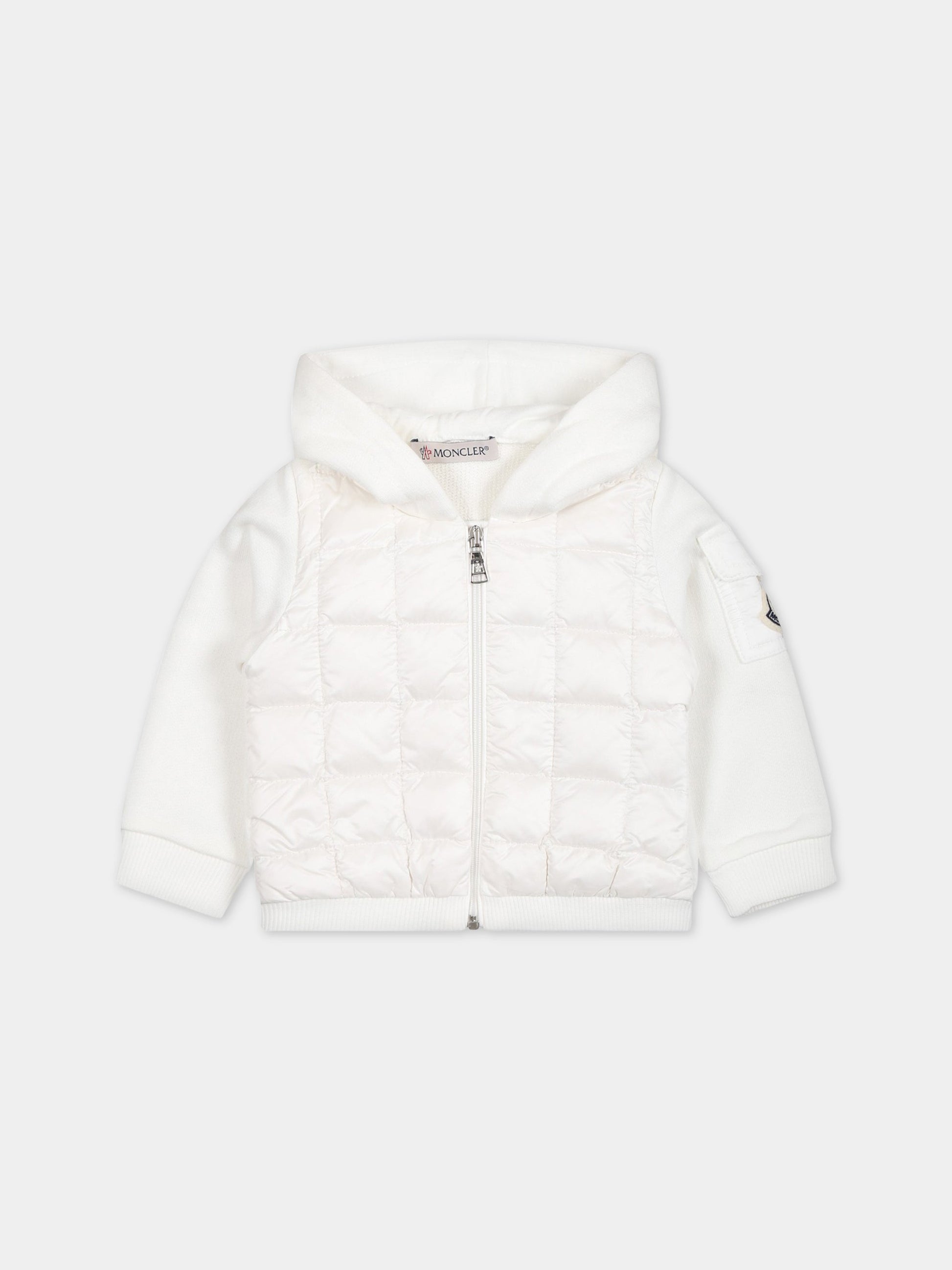 Felpa bianca per neonato con logo,Moncler Kids,951 8G00004 809DK 032