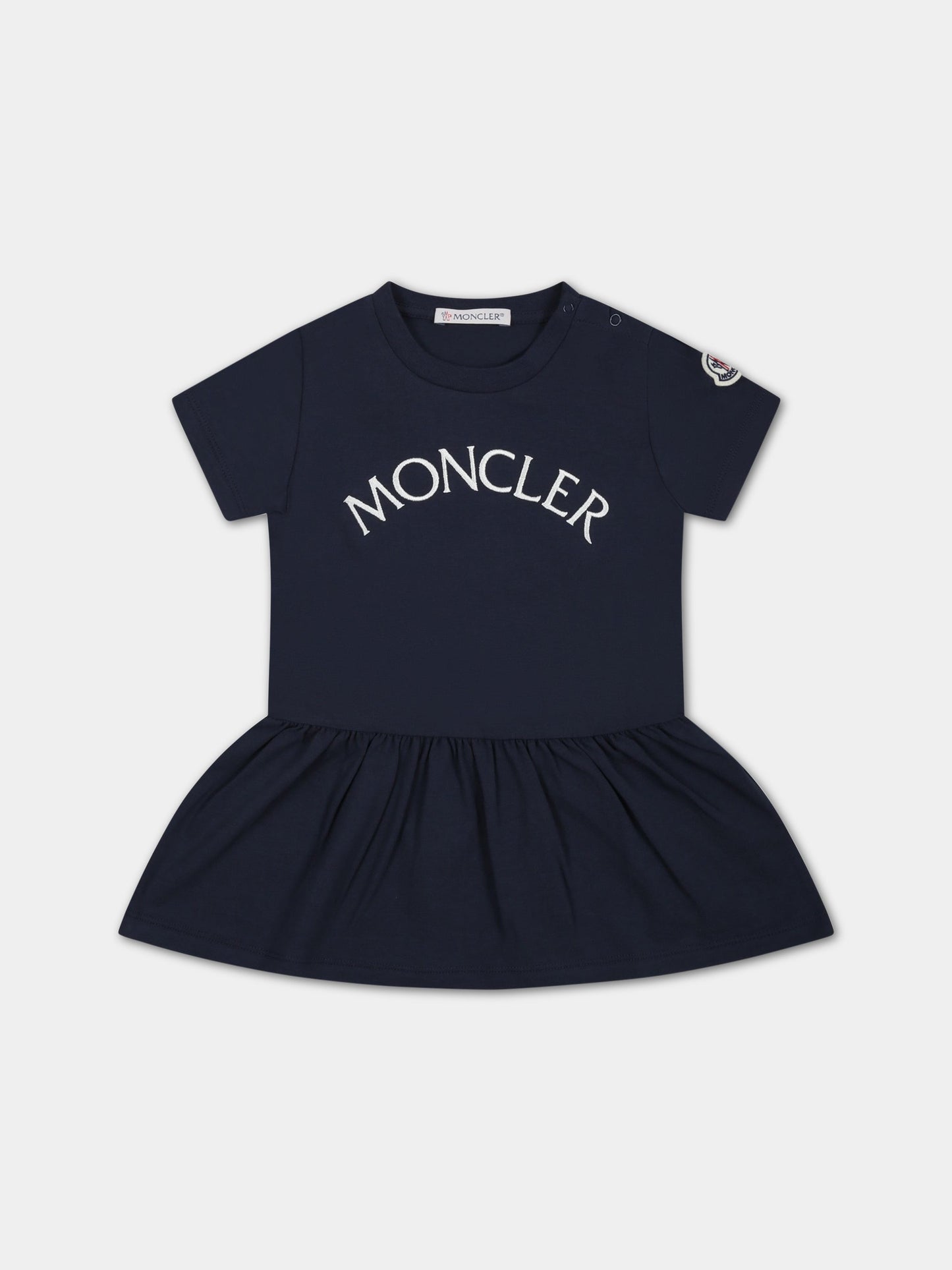 Vestito blu per neonata con logo,Moncler Kids,951 8I00004 8790N 744