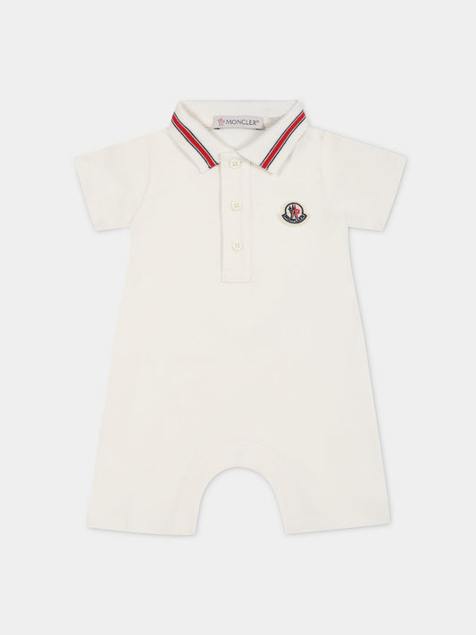 Pagliaccetto bianco per neonati con logo,Moncler Kids,951 8L00005 8496F 034