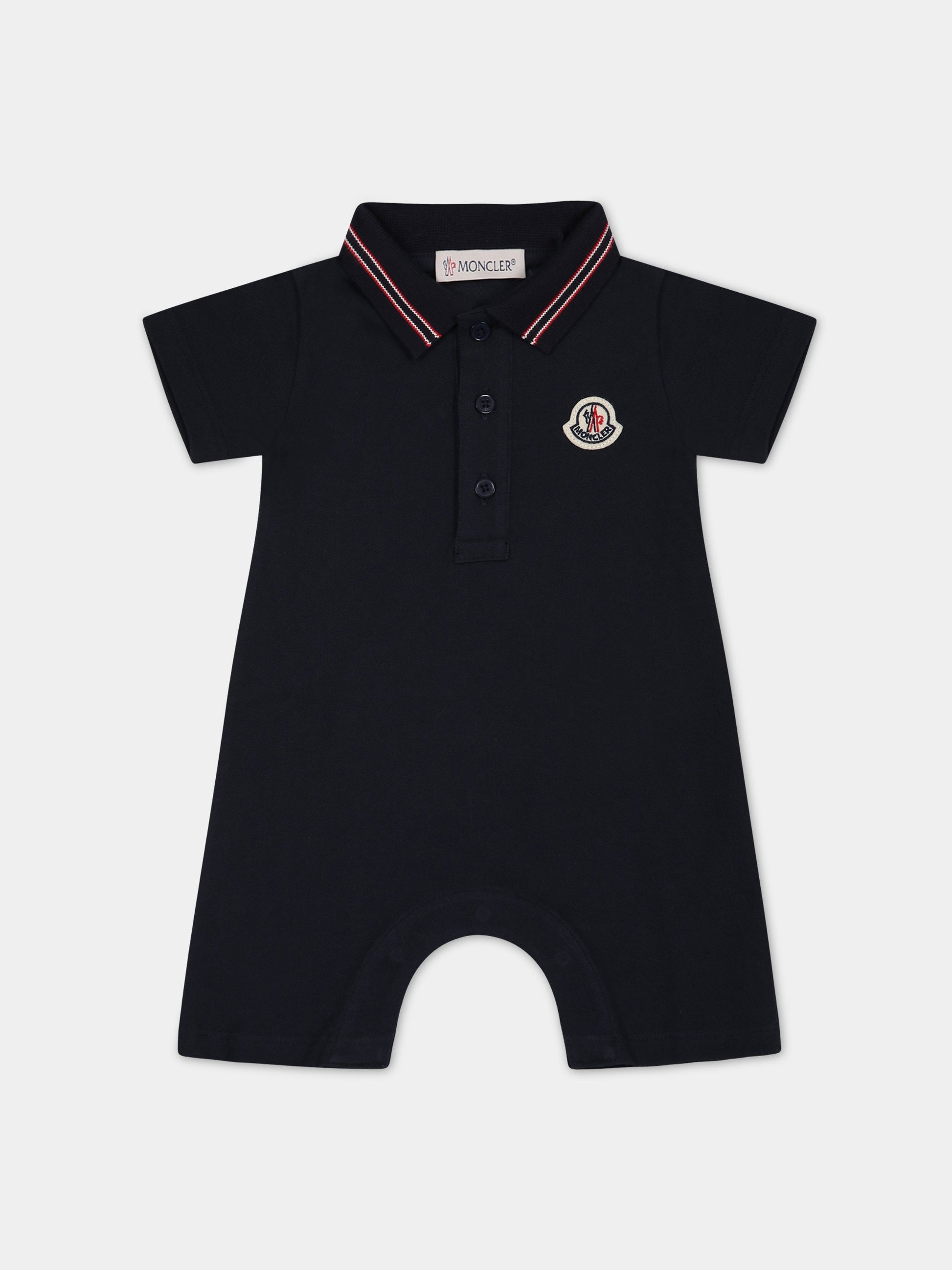 Pagliaccetto blu per neonati con logo,Moncler Kids,951 8L00005 8496F 773