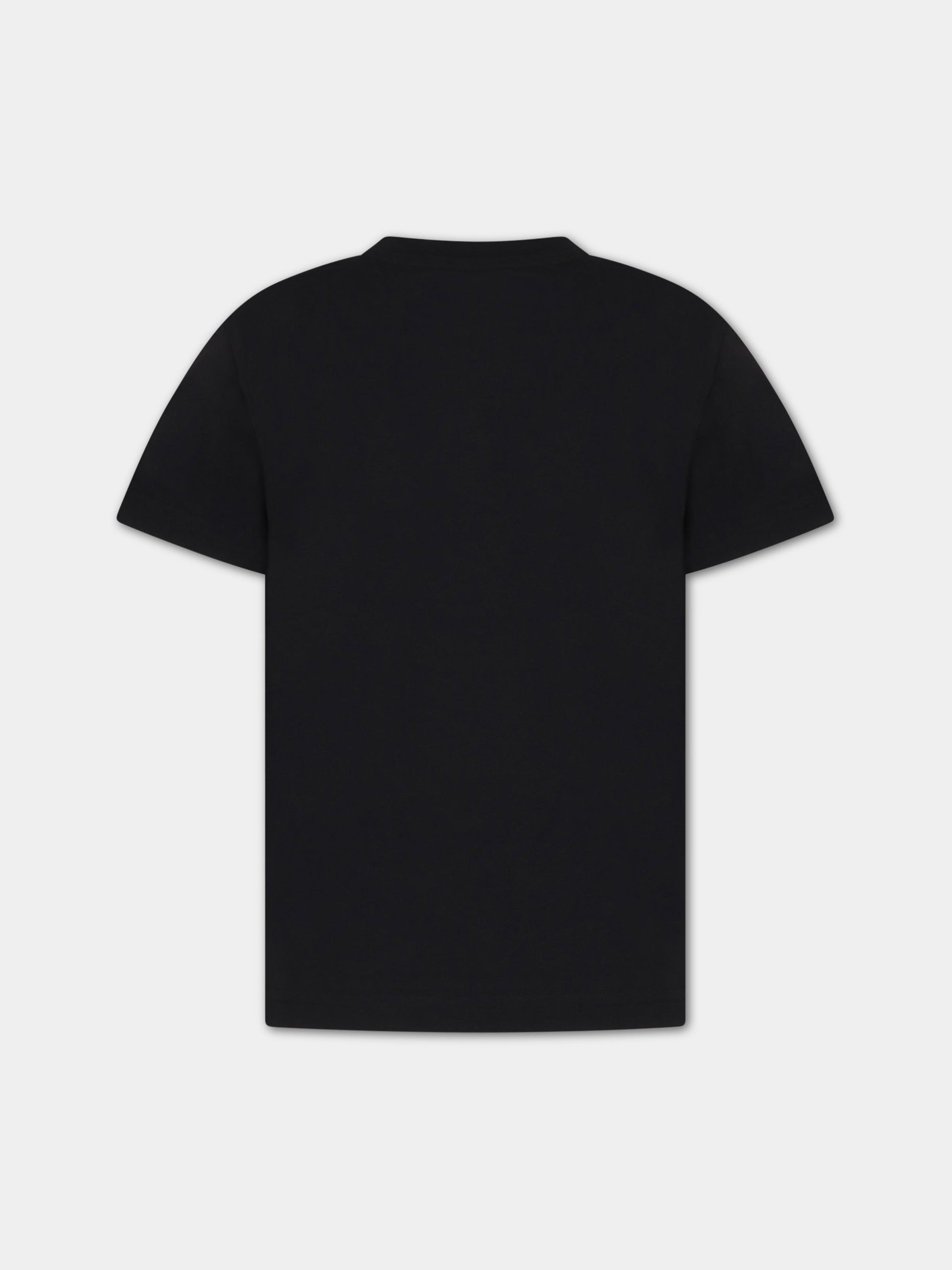 T-shirt nera per bambino con patch logato,Moncler Kids,954 8C00033 83907 999