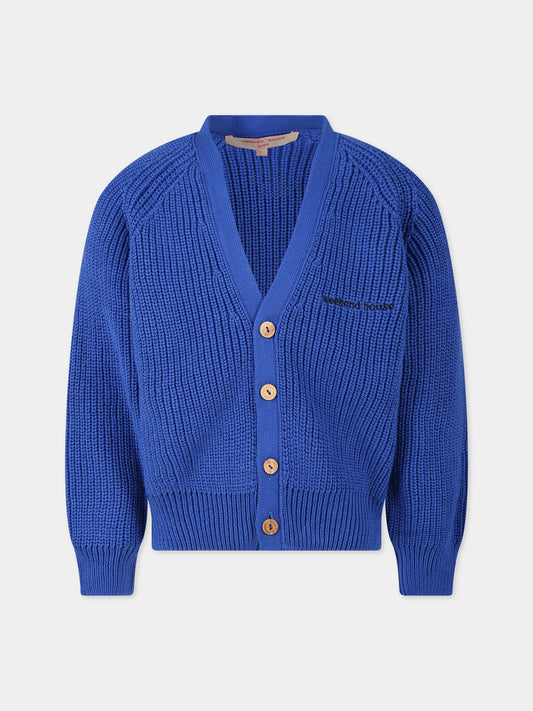 Cardigan blu per bambini con logo,Weekend House Kids,848