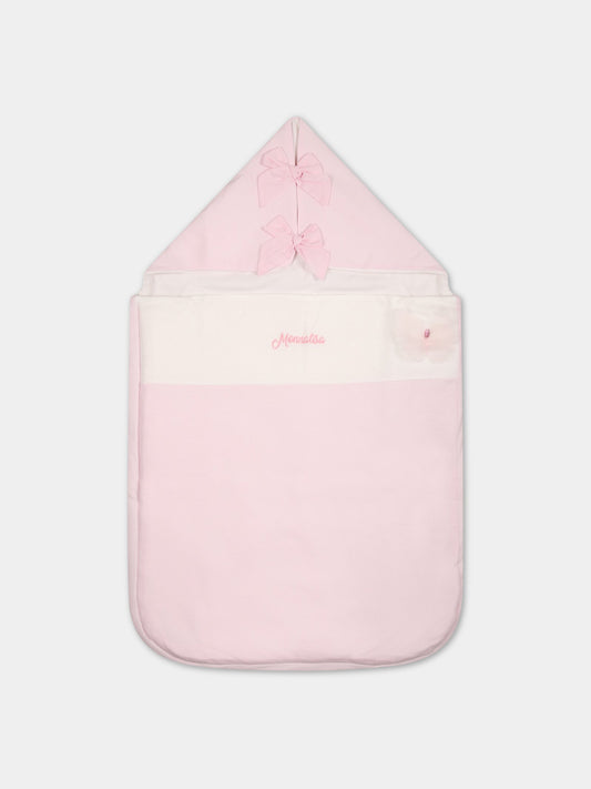 Sacco nanna rosa per neonata con logo,Monnalisa,35A005 1000 0191