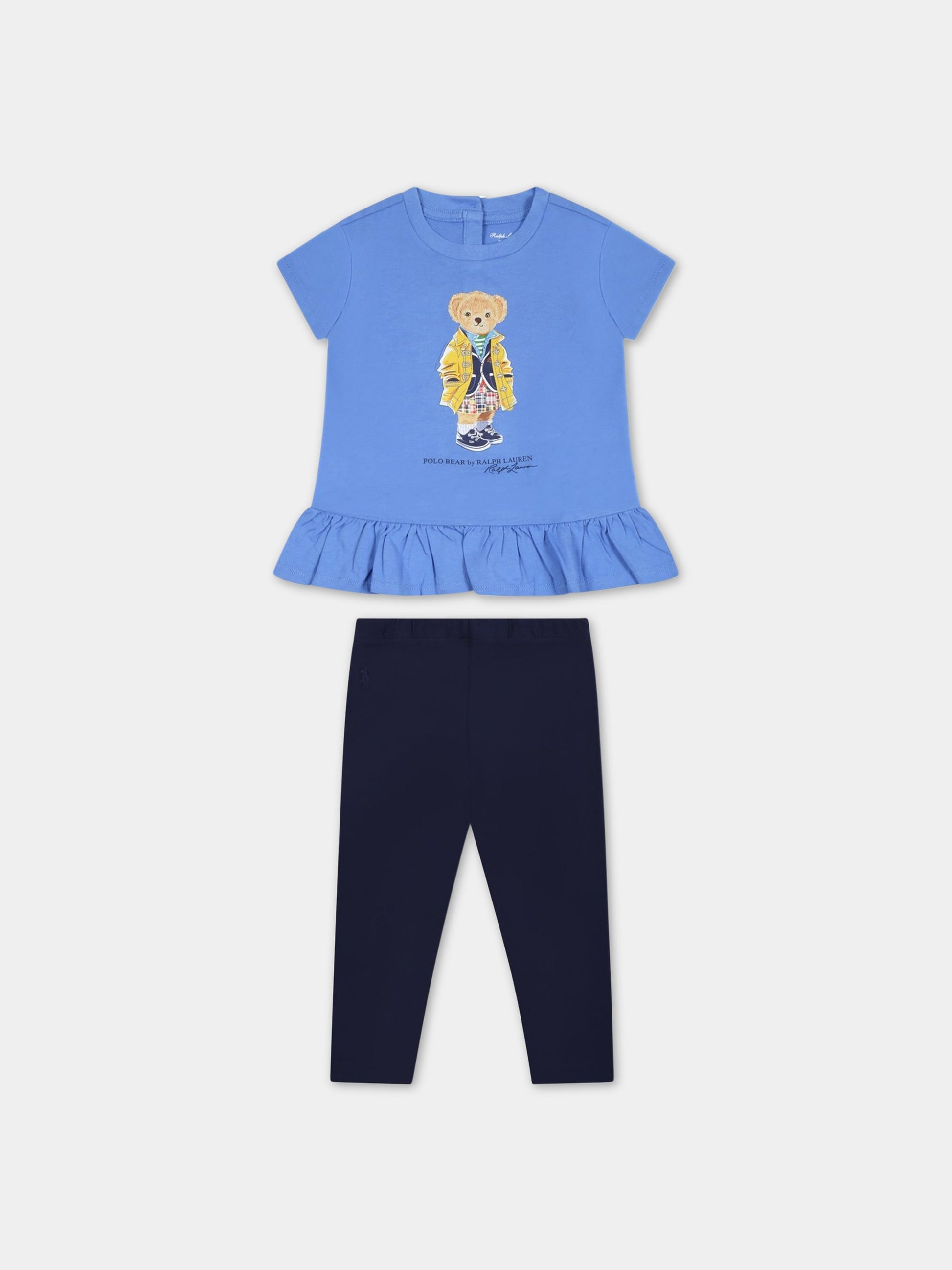 Completo multicolor per neonata con orso e logo,Ralph Lauren Kids,904084001
