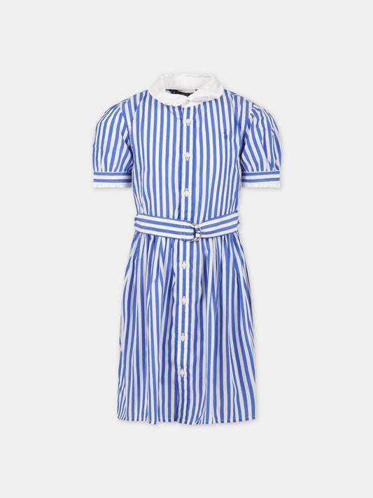 Vestito multicolor per bambina con cavallino blu,Ralph Lauren Kids,901576002 105B