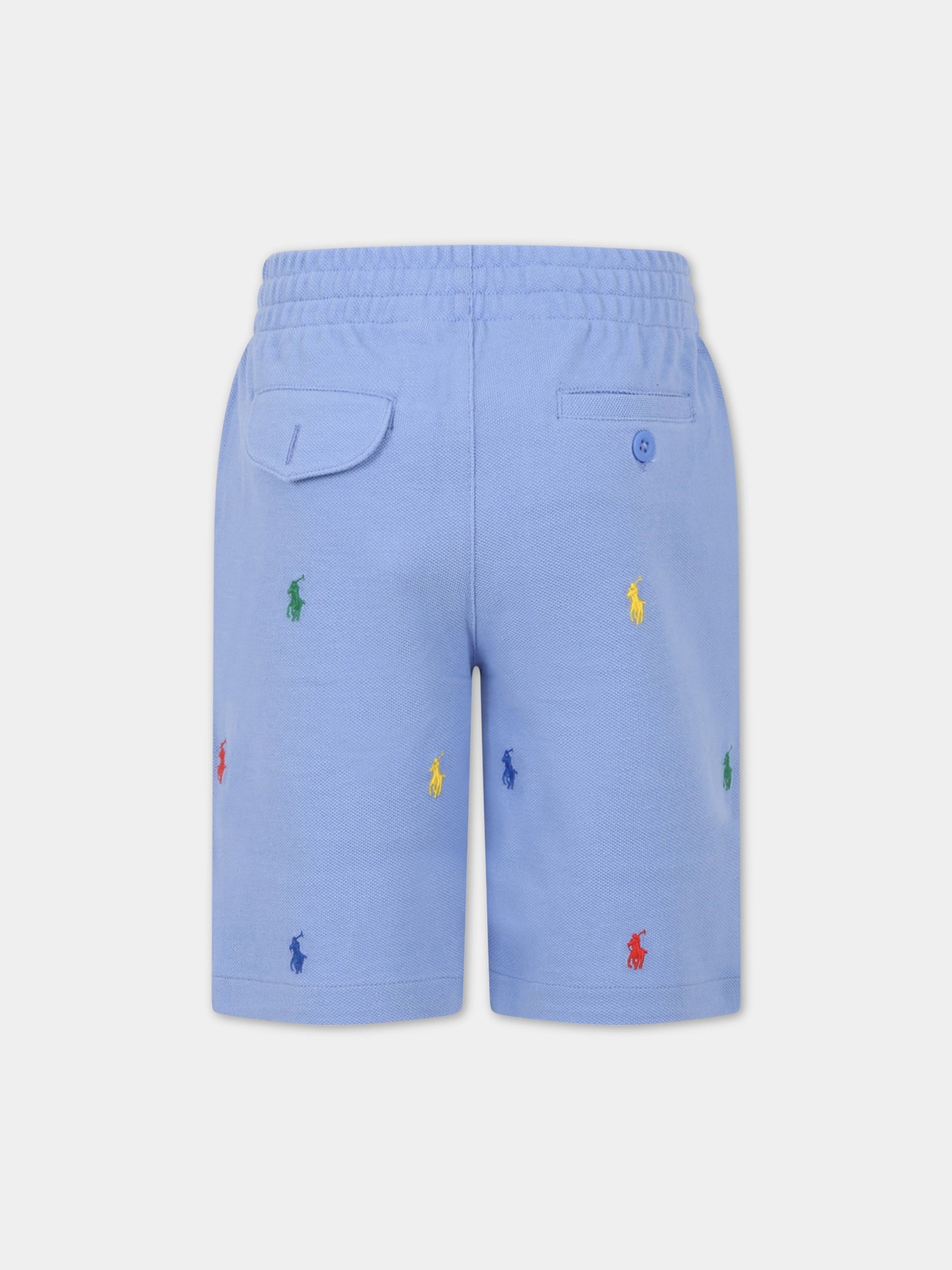 Bermuda celesti per bambino con cavallino all-over,Ralph Lauren Kids,844627004