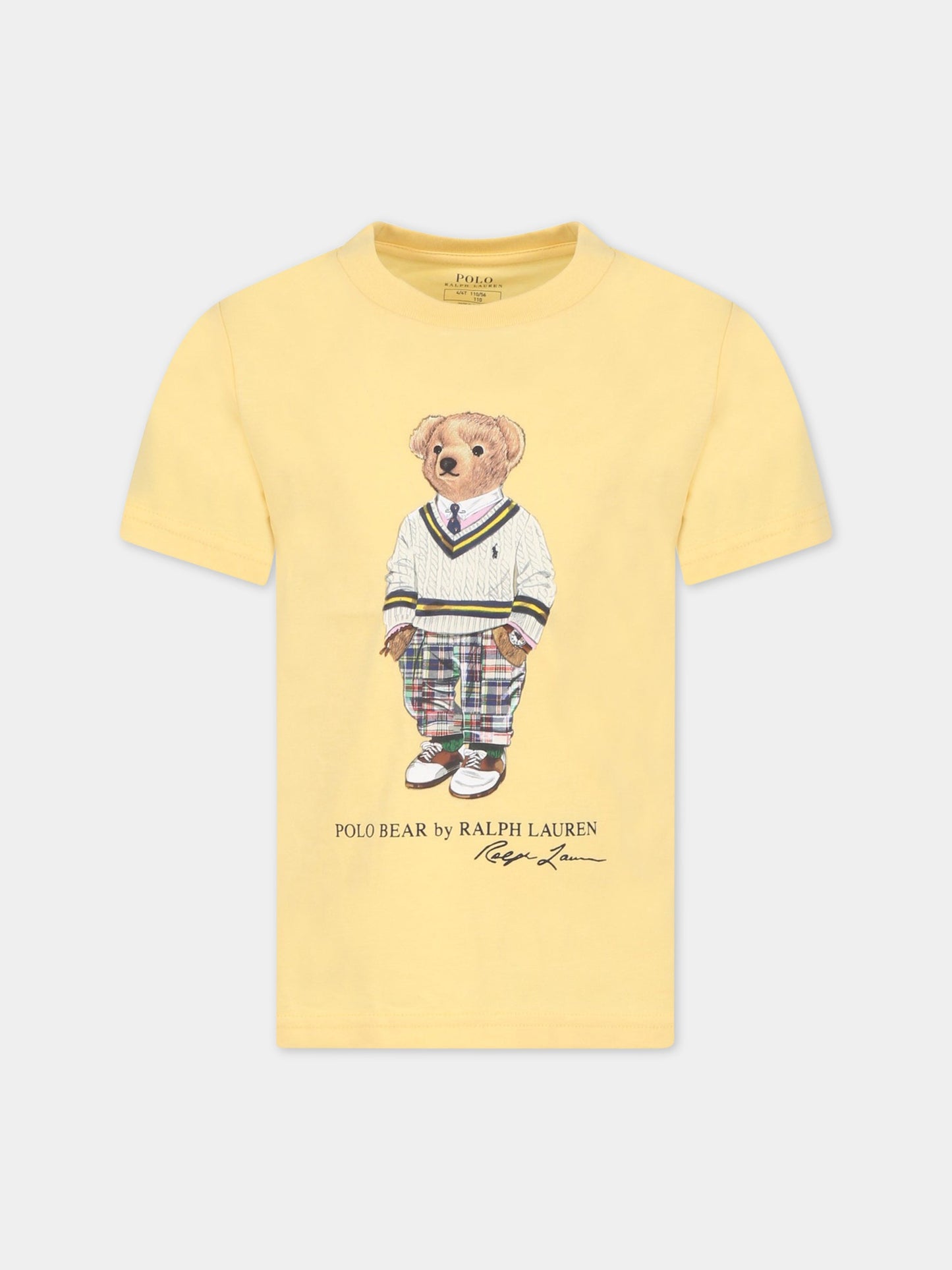 T-shirt gialla per bambino con orso,Ralph Lauren Kids,853828016