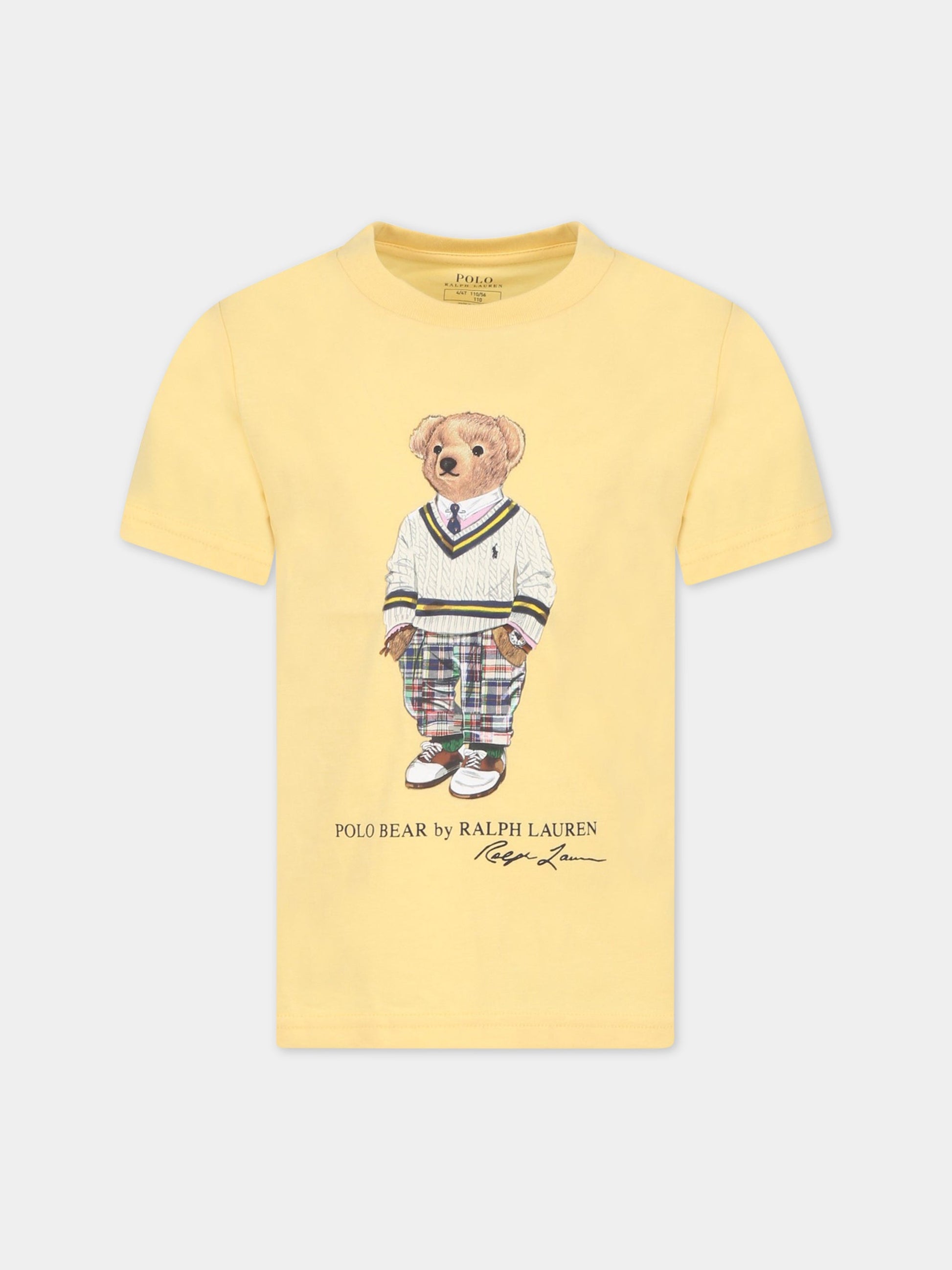 T-shirt gialla per bambino con orso,Ralph Lauren Kids,853828016