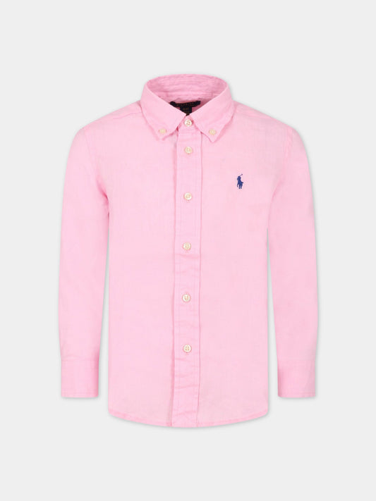 Camicia rosa per bambino con iconico cavallino,Ralph Lauren Kids,865270004