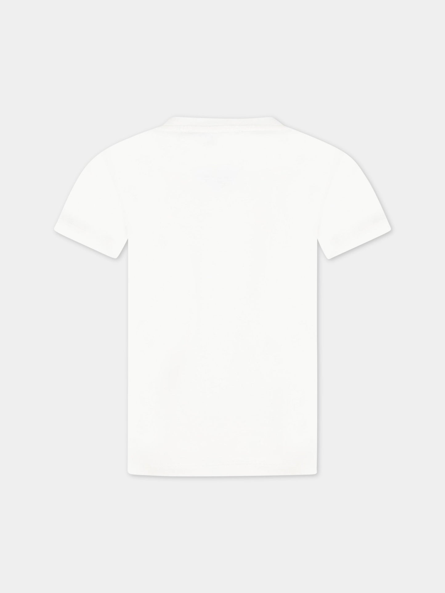 T-shirt bianca per bambina con logo fucsia,Versace,1000239 1A06518 2W310