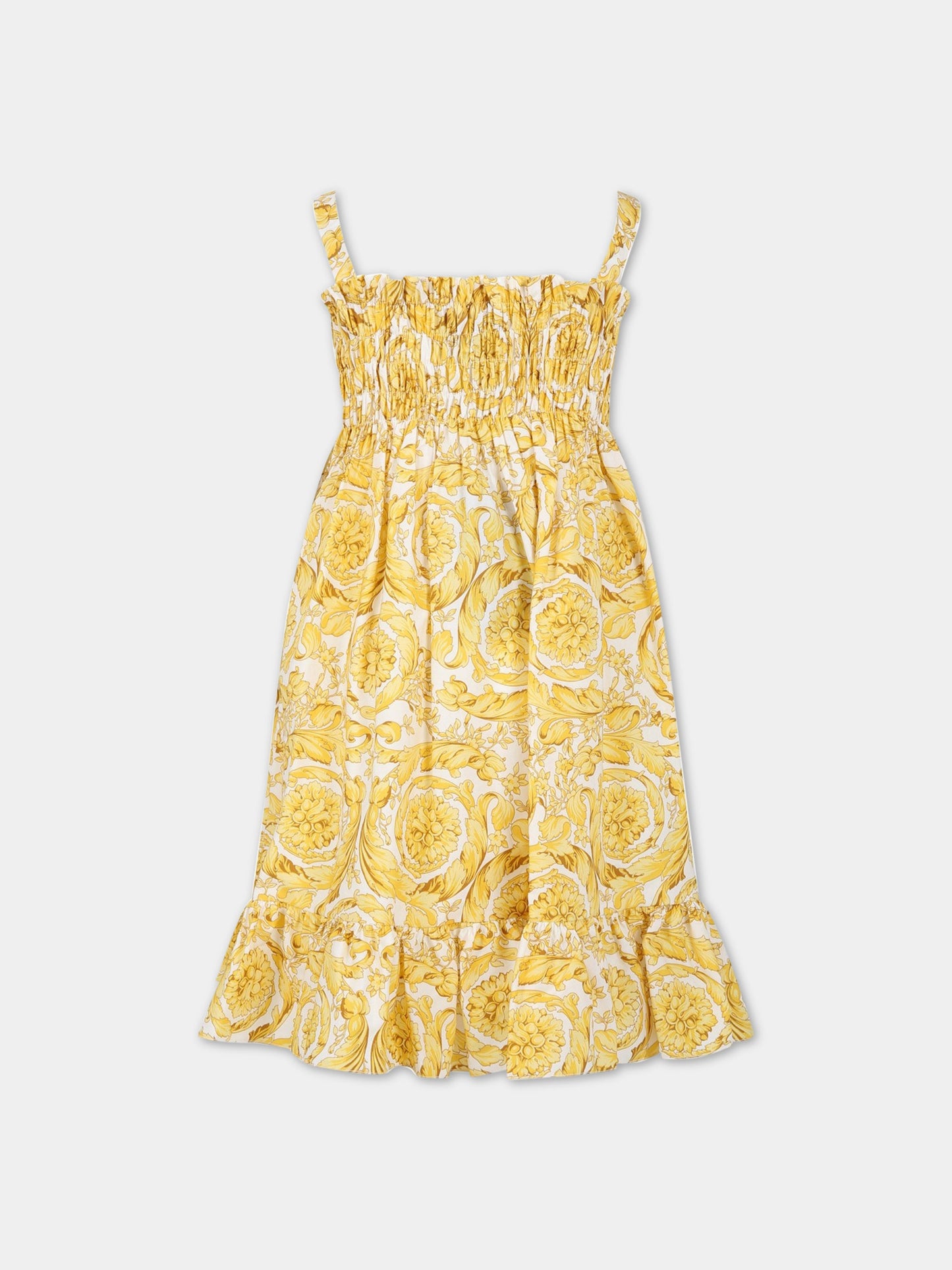 Vestito bianco per bambina con pattern Barocco,Versace,1000186 1A02460 5W050