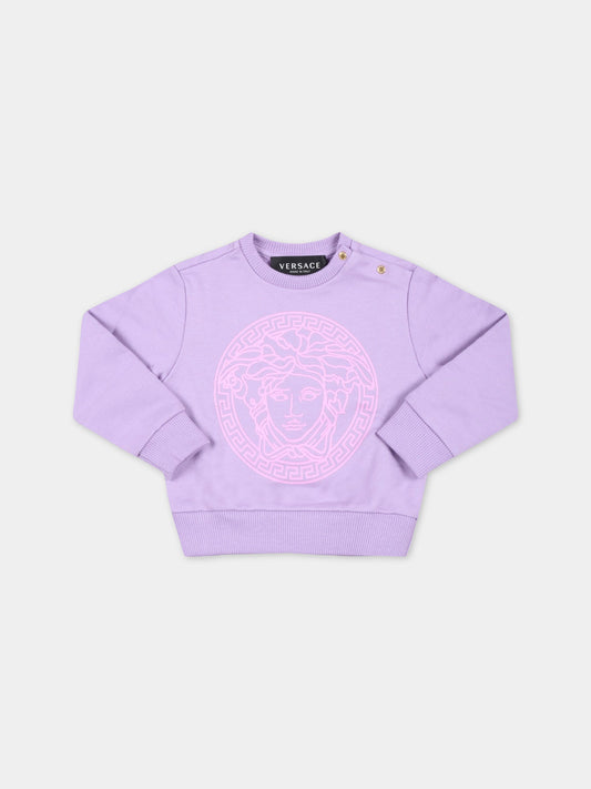 Felpa viola per neonata con Medusa fucsia,Versace,1000174 1A04801 2L750