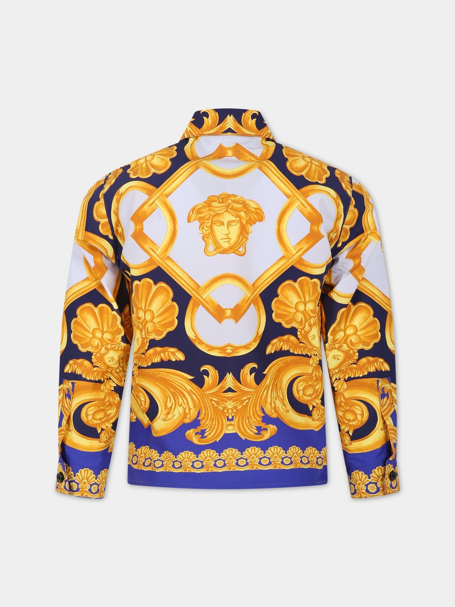 Camicia multicolor per bambino con stampa Barocco,Versace,1000333 1A06495 5U670