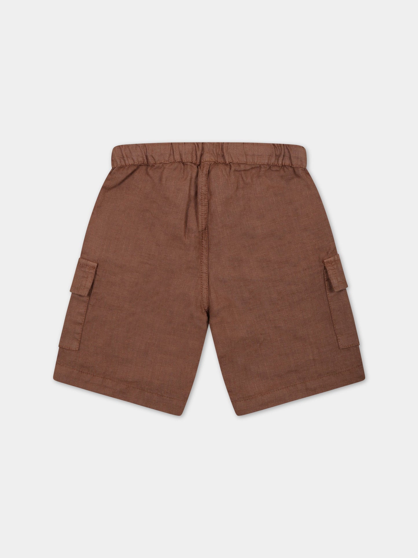 Bermuda marroni per neonato in lino,Zhoe & Tobiah,LIN4 358