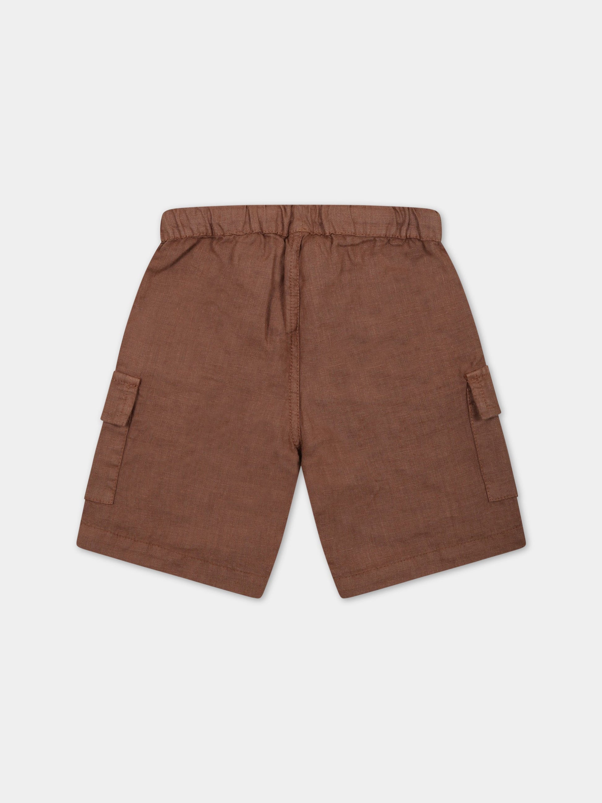 Bermuda marroni per neonato in lino,Zhoe & Tobiah,LIN4 358
