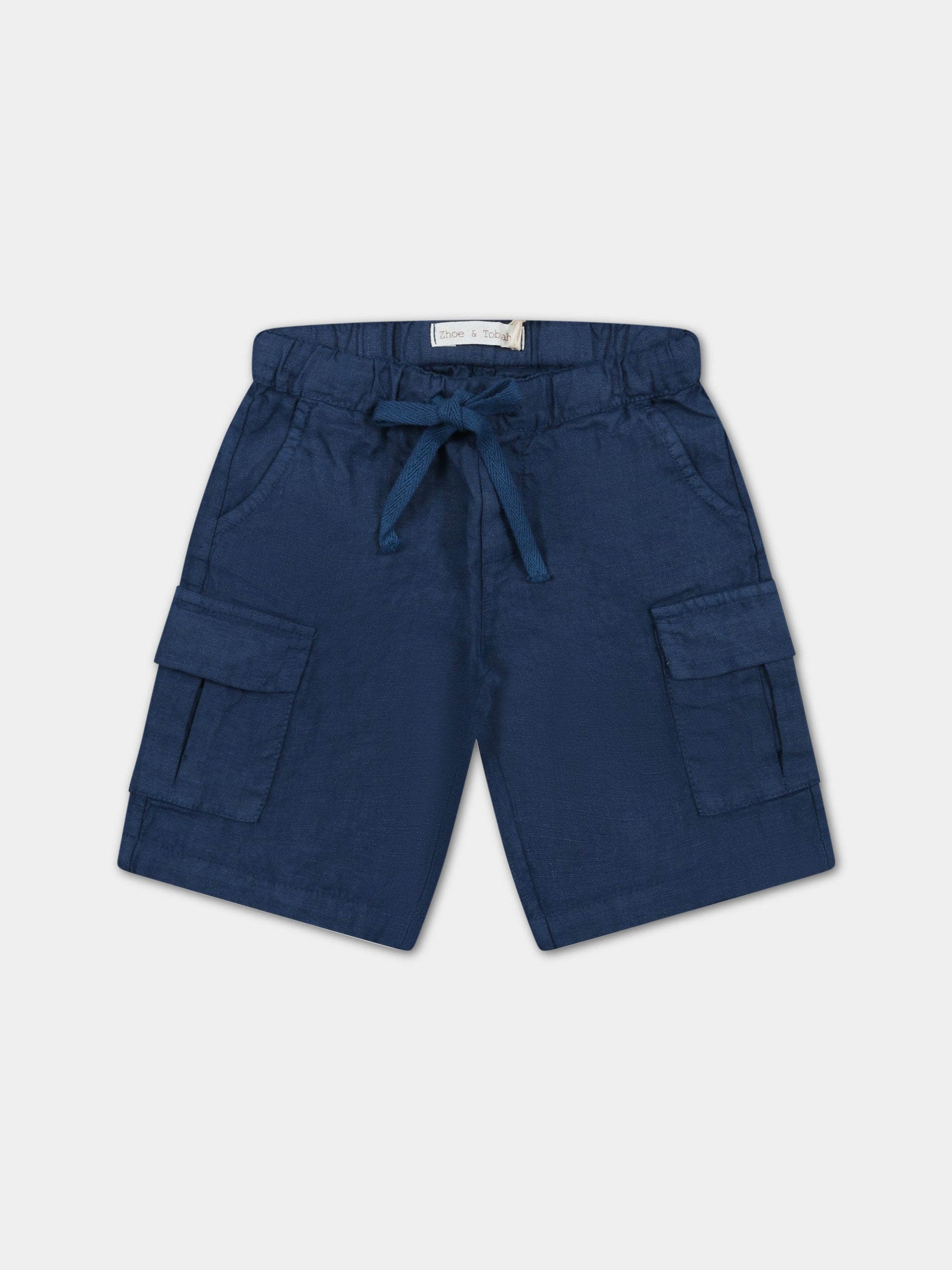 Bermuda blu per neonato in lino,Zhoe & Tobiah,LIN4 11