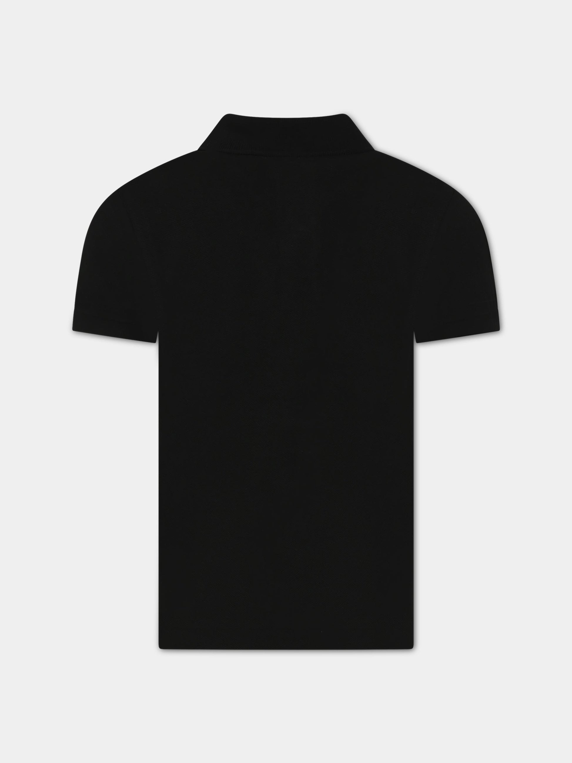 polo nero per bambino con coccodrillo verde,Lacoste,PJ2909 031