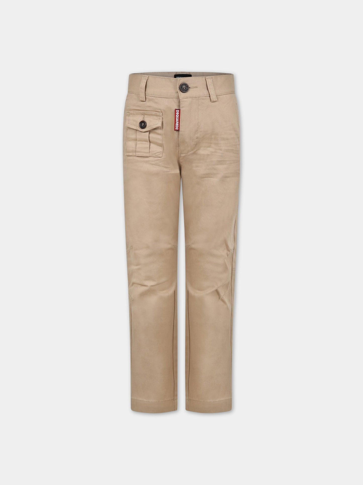 Pantaloni beige per bambino con logo,Dsquared2,DQ1505 D0093 DQ707