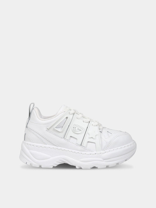 Sneakers bianco per bambina con iconici eyes flirting,Chiara Ferragni Collection,CFB150 009 S23 K