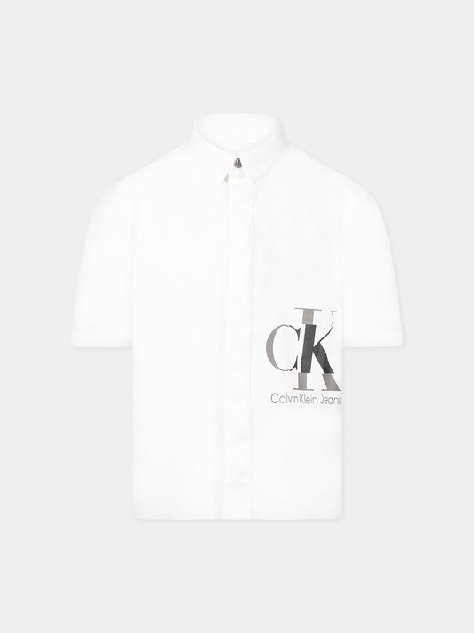 Camicia bianca per bambino con logo,Calvin Klein Kids,CKIB0IB01673 IB0IB01673 YAF