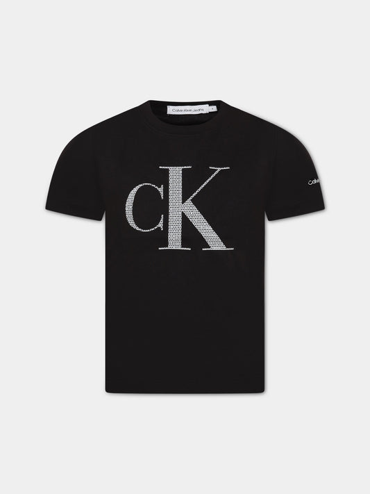 T-shirt nero per bambini con logo,Calvin Klein Kids,CKIB0IB01753 IB0IB01753 BEH