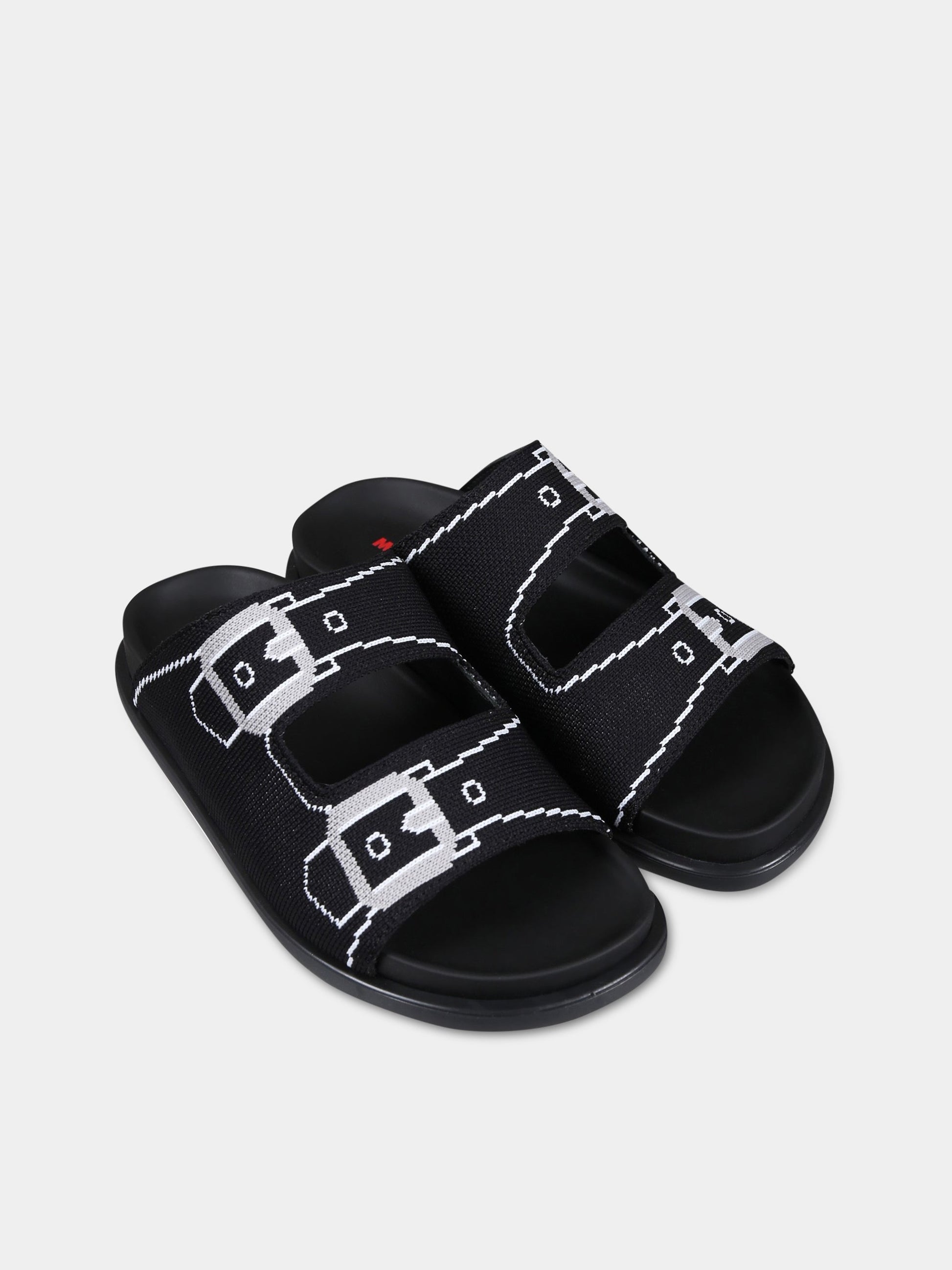 Sandalo nero per bambina con fascia ad intarsio,Marni Kids,73472 4