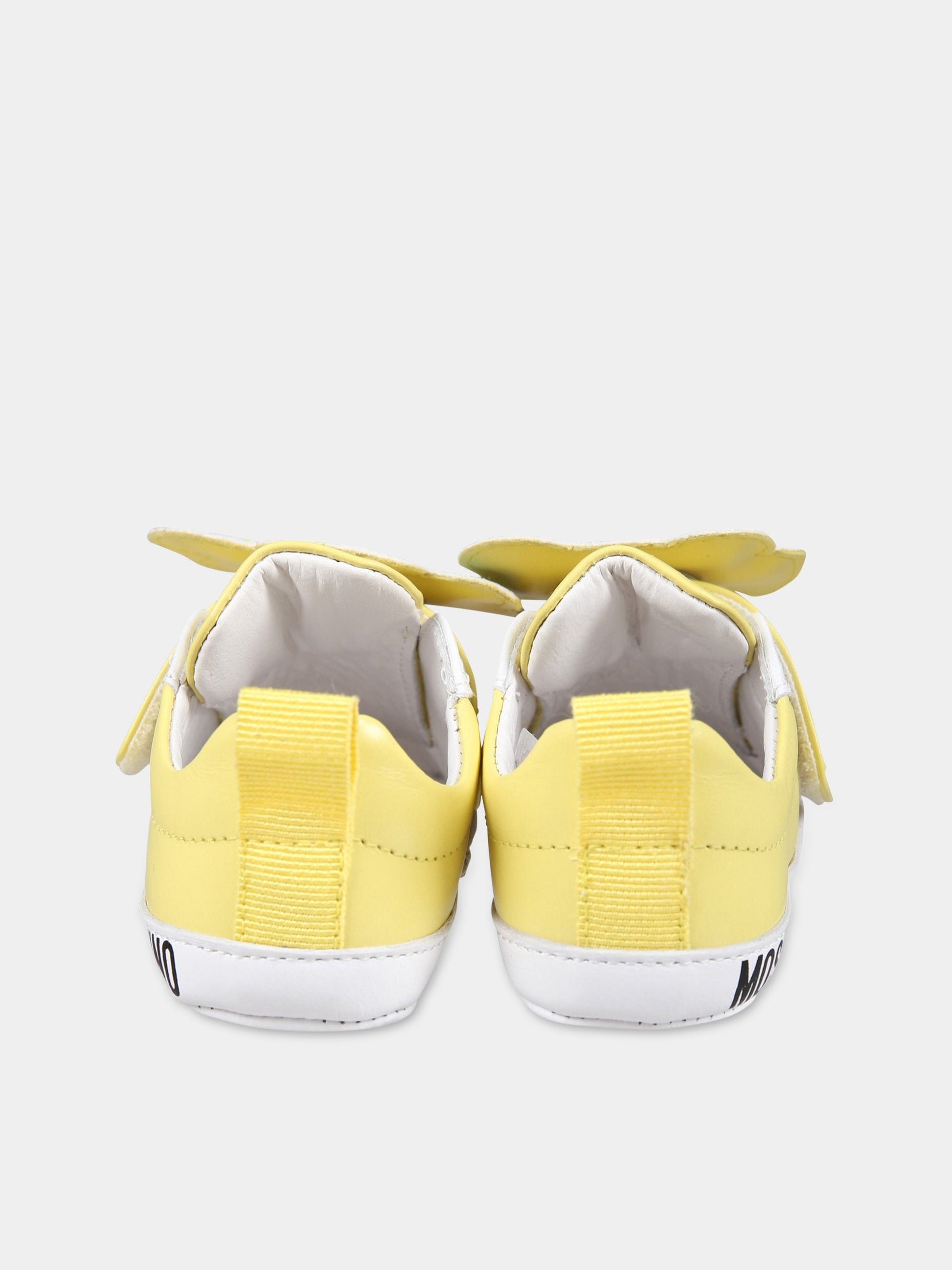 Sneakers gialle per neonata con Teddy Bear, ape e logo,Moschino Kids,74268 3