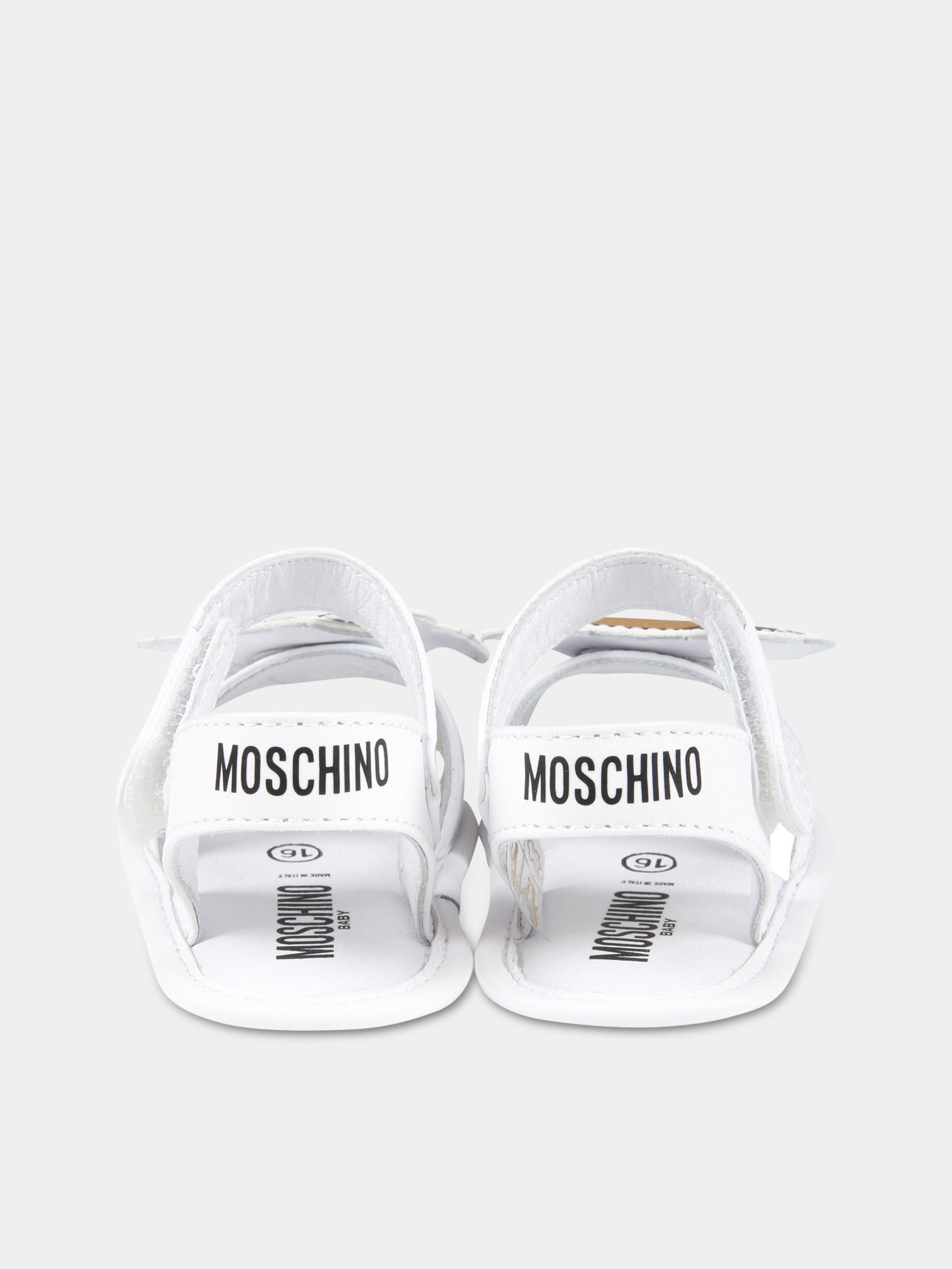 Sandali bianchi per neonato con Teddy Bear e squalo,Moschino Kids,74251 1